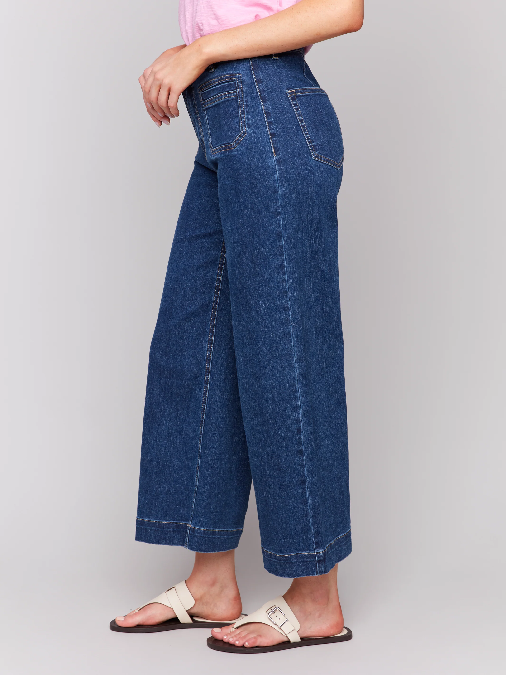 Charlie B -C5538R-007-Patch Pocket Pant-Indigo - Image 3