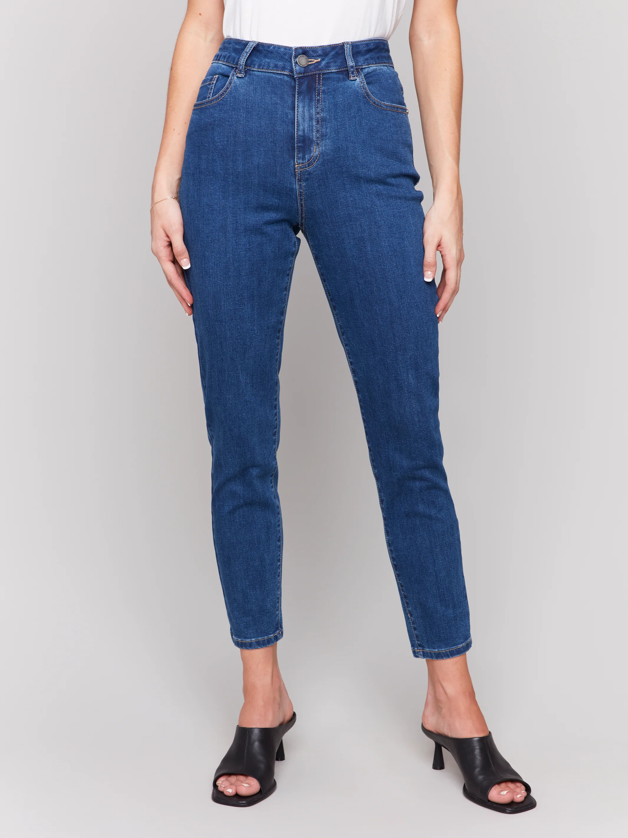 Charlie B -C5628J-007-Slim Leg 5 Pocket Stretch Denim-Indigo - Image 3