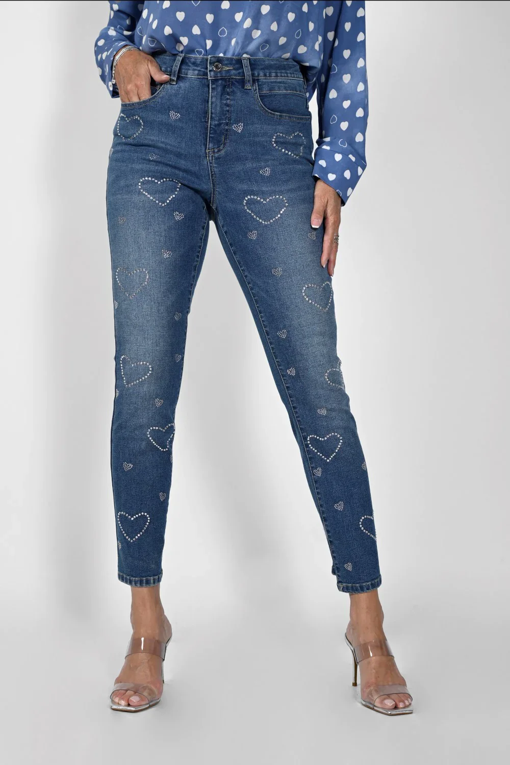 Frank Lyman-231746U-Woven Denim Pant-Blue - Image 2
