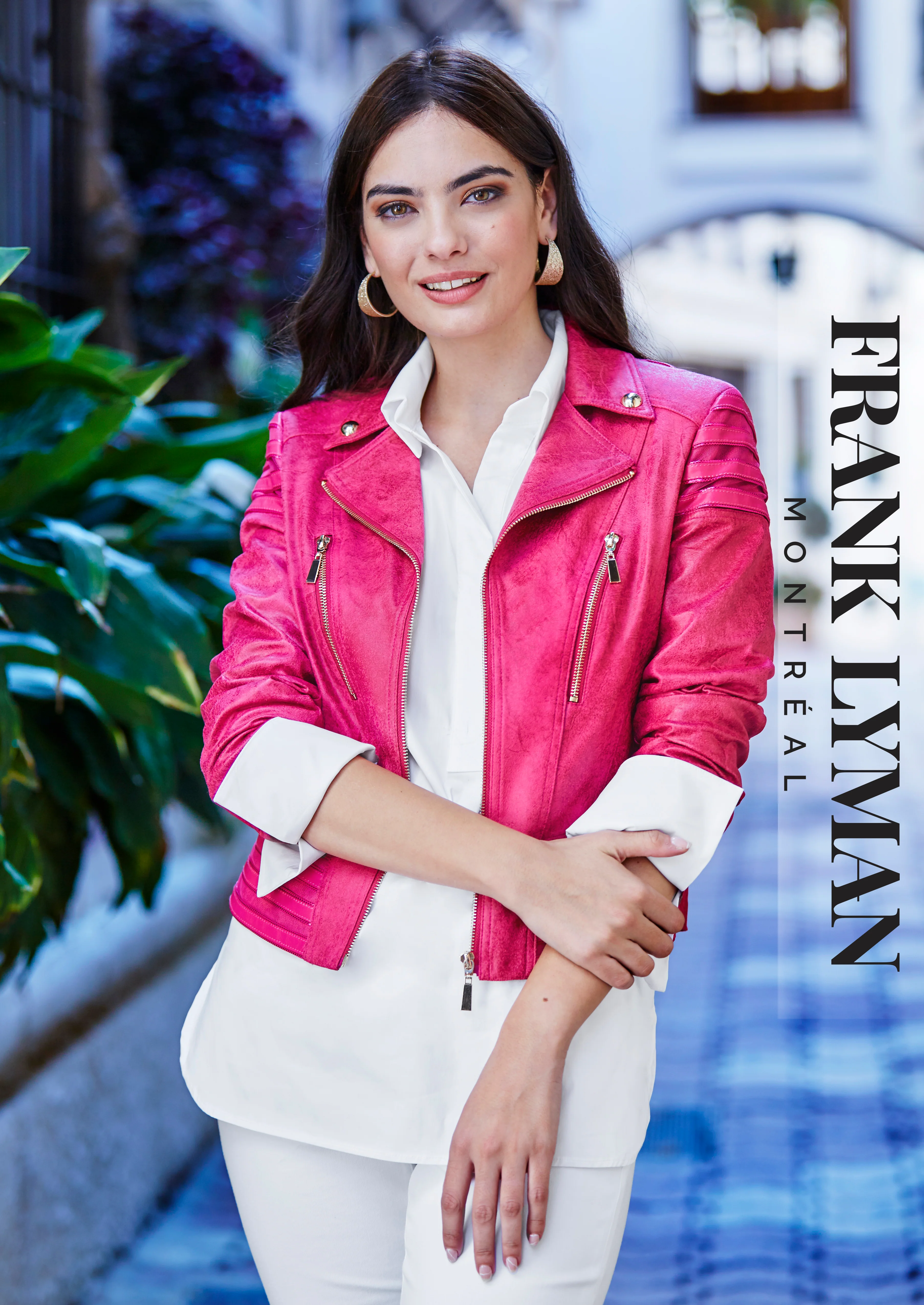 Frank Lyman-236701U-Polyurethane Jacket-Fuchsia