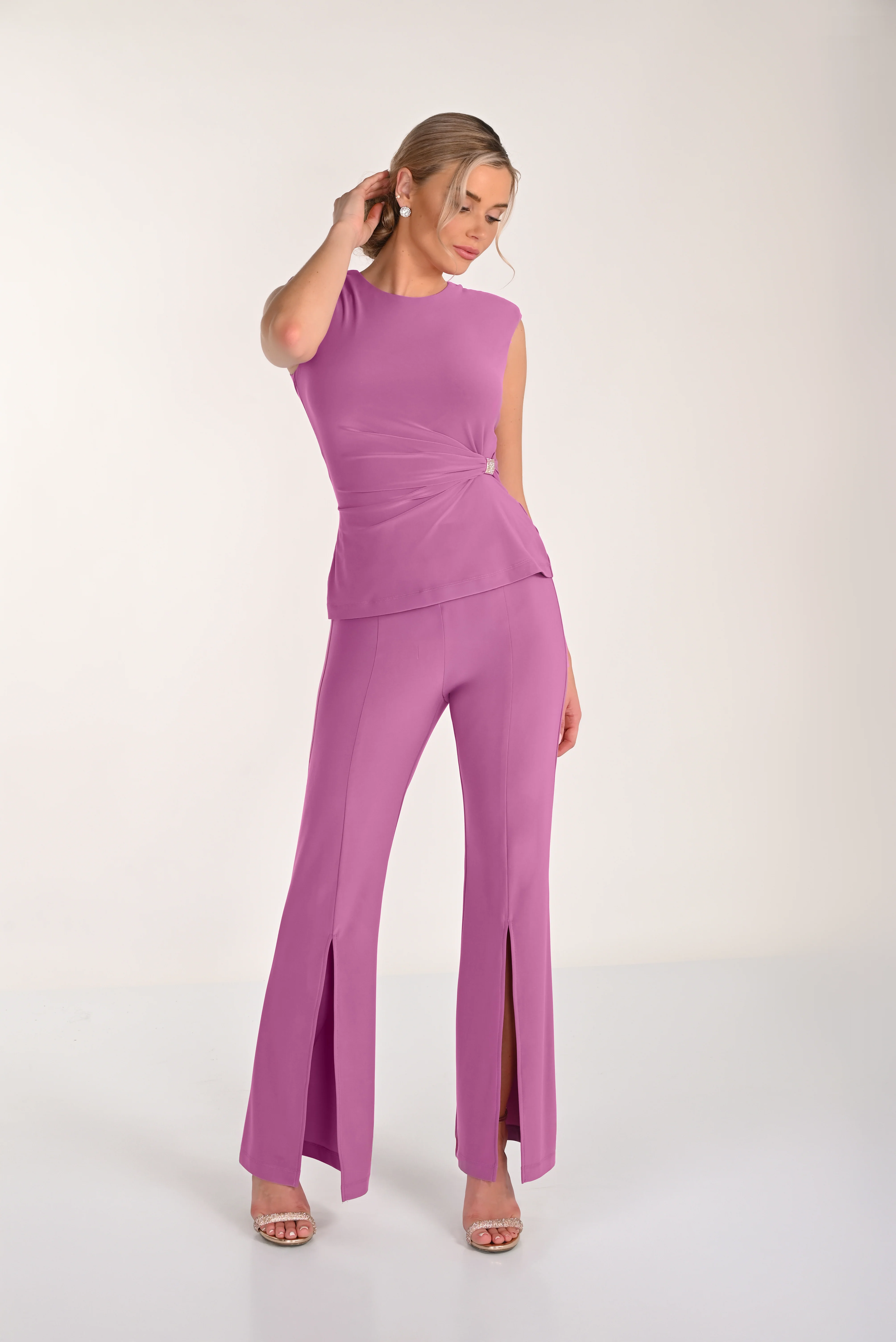 Frank Lyman-268044-Knit Pant-Deep Rose
