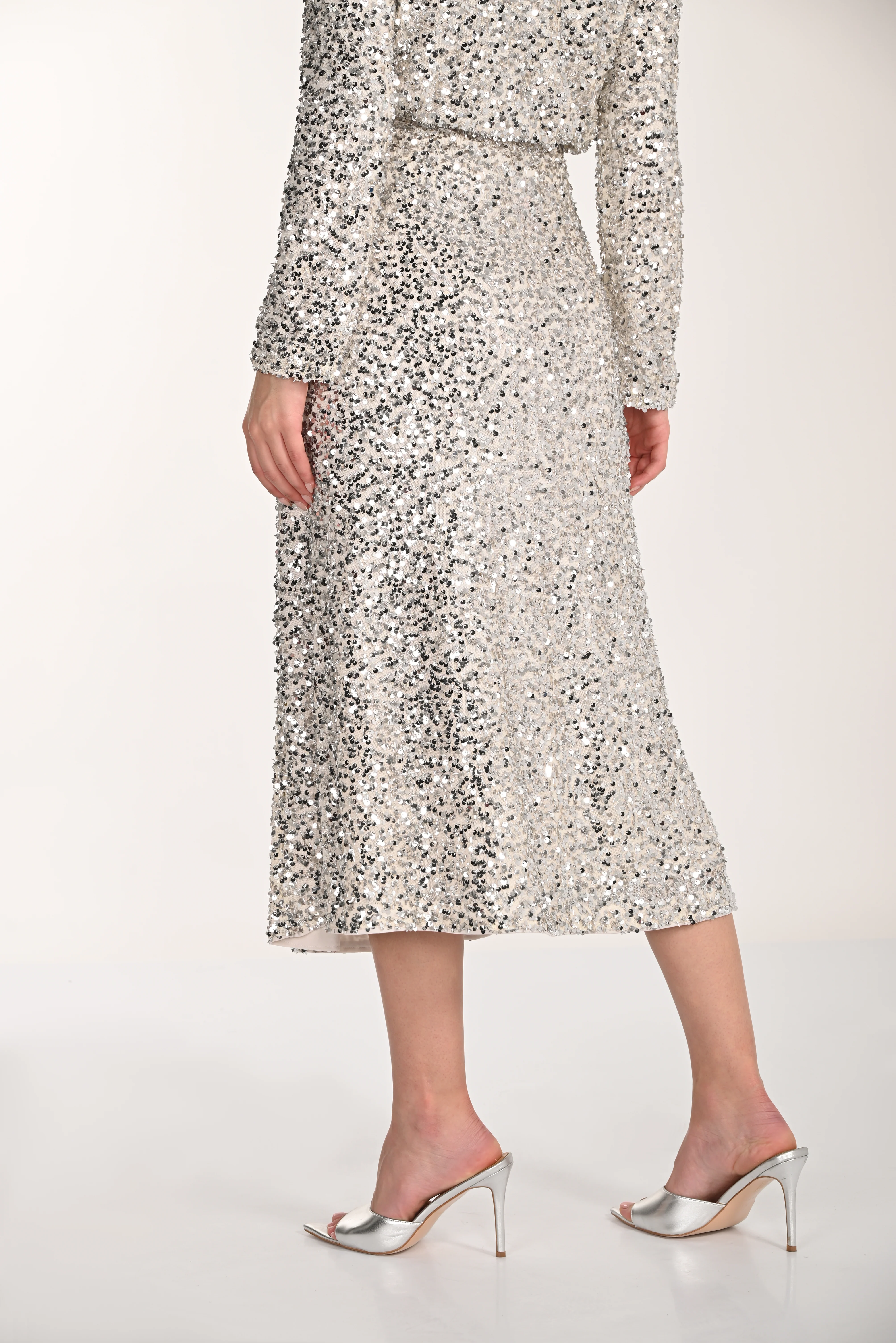 Frank Lyman-268148-Knit Skirt-Stone/Silver - Image 2