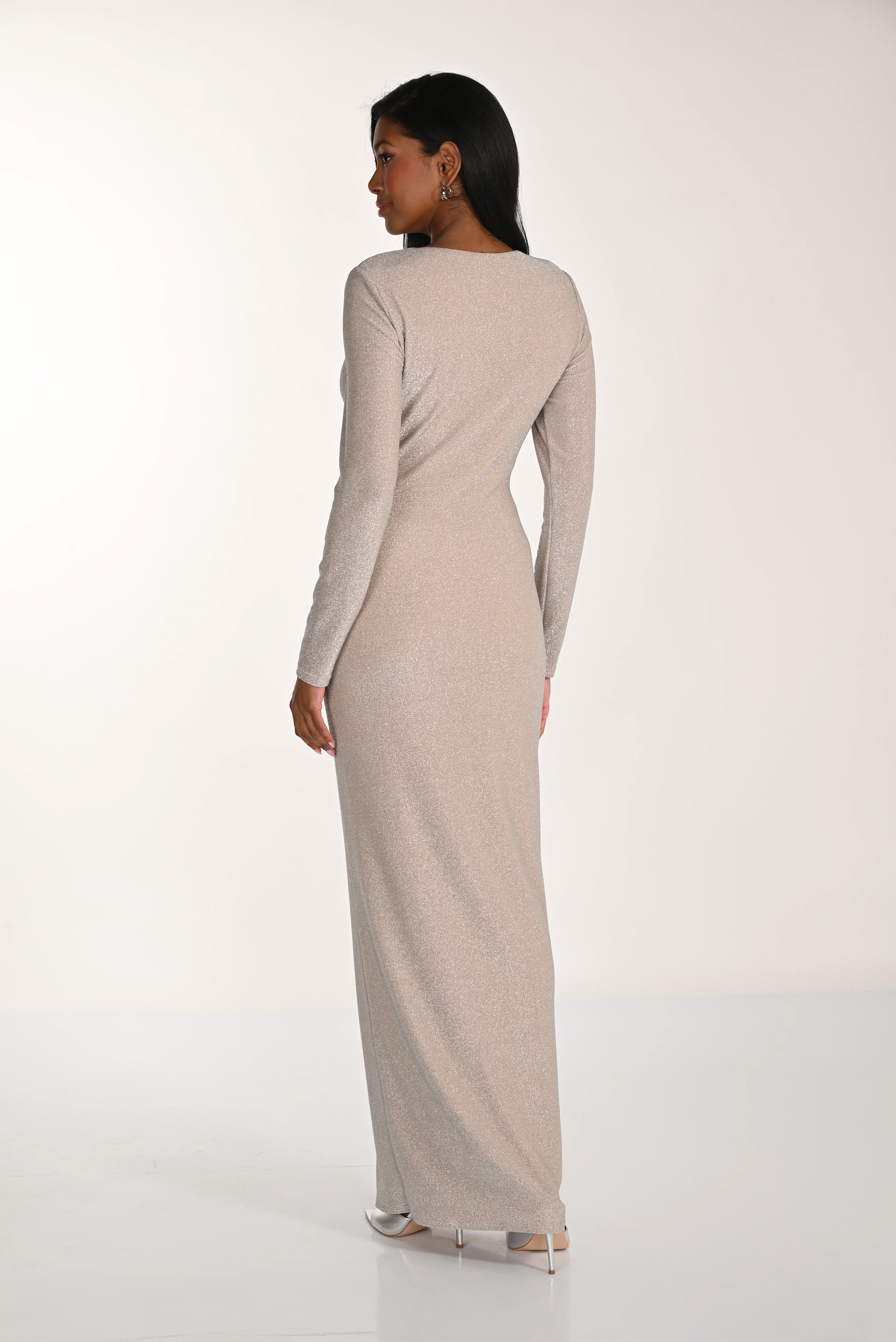 Frank Lyman-268214-Knit Dress-Aqua/Silver - Image 2