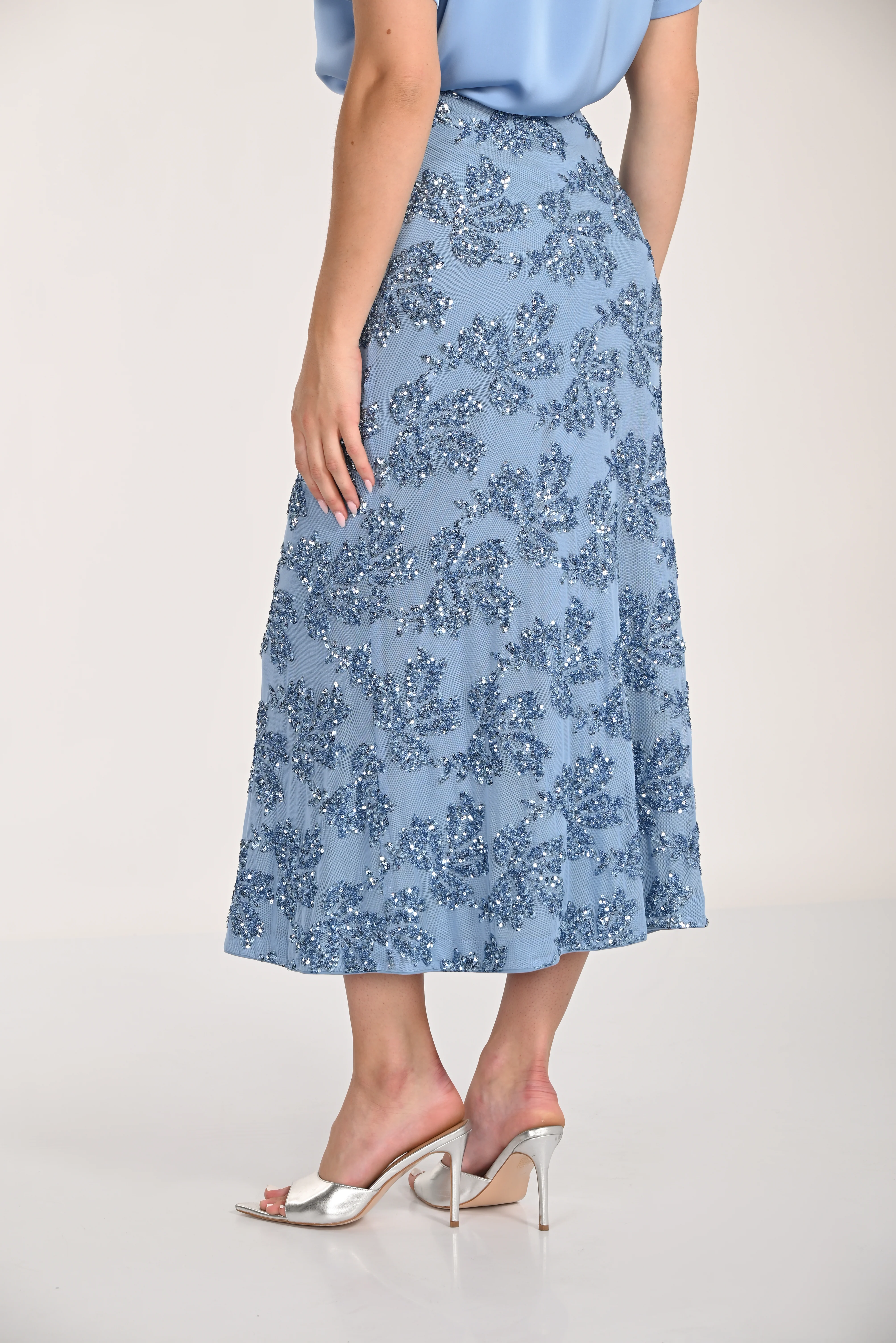 Frank Lyman-268252-Knit Skirt-Sky Blue - Image 3