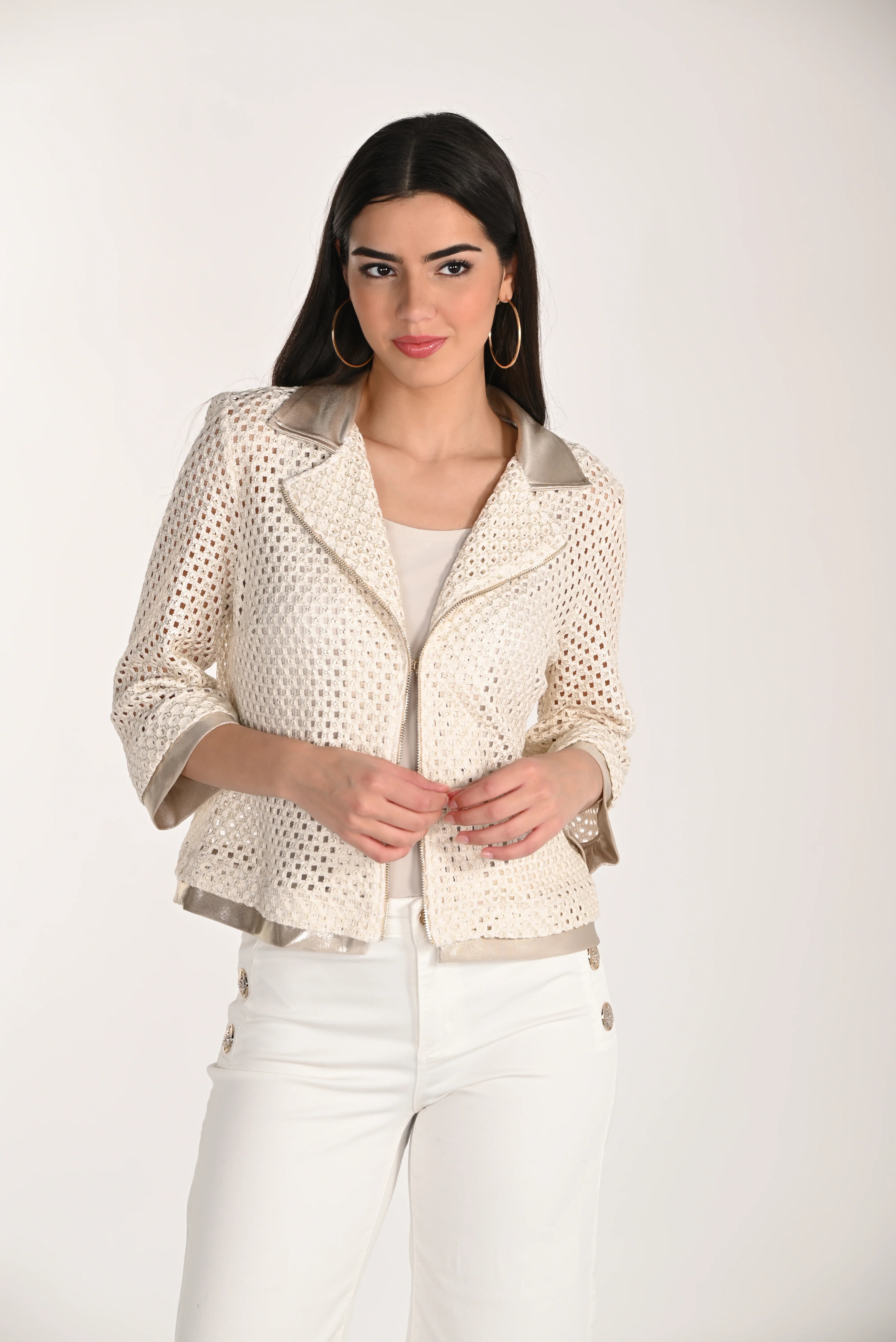Frank Lyman - 266282 - Knit Jacket - Beige/Gold - Image 3