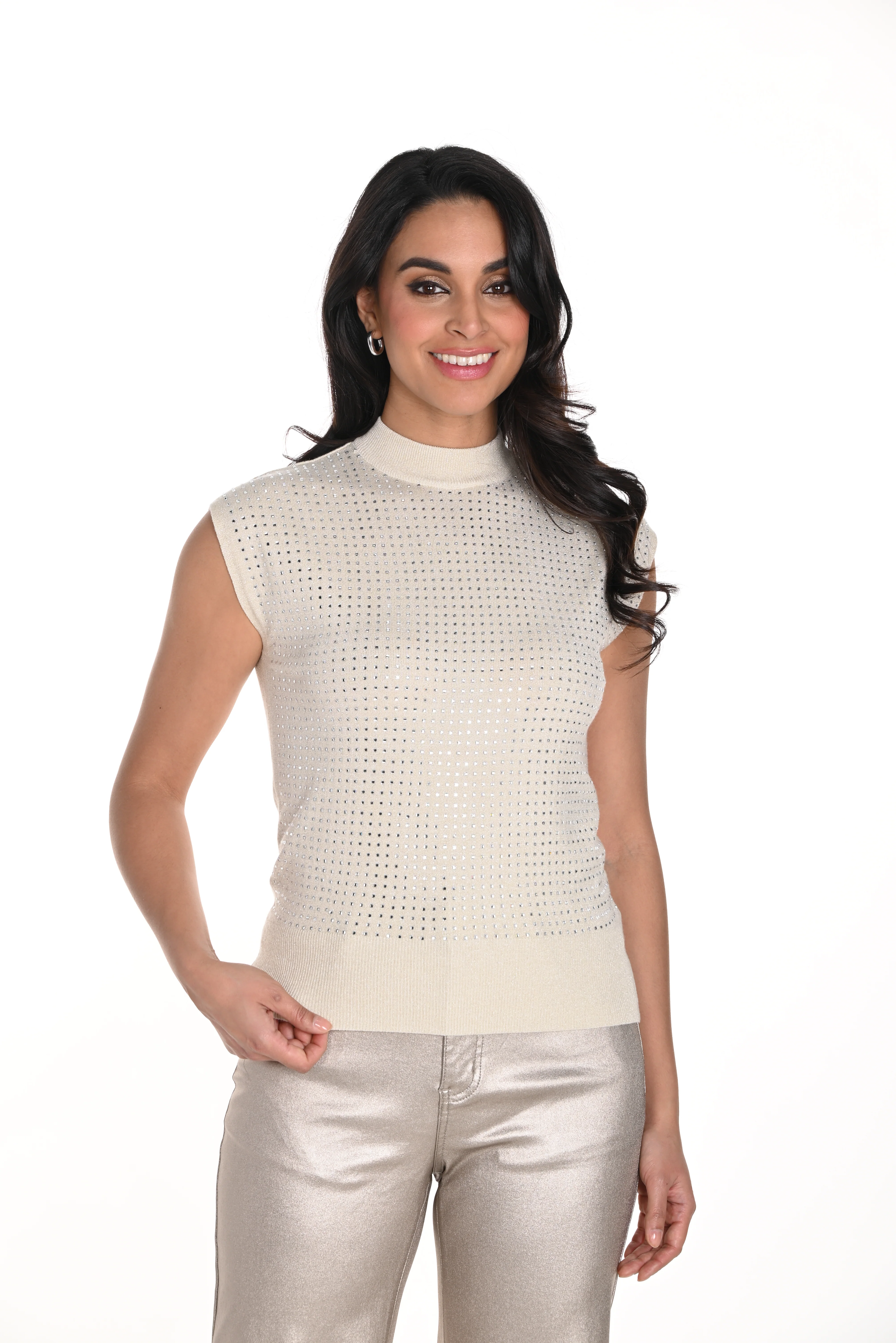 Frank Lyman -243464U-Knit Top-Beige