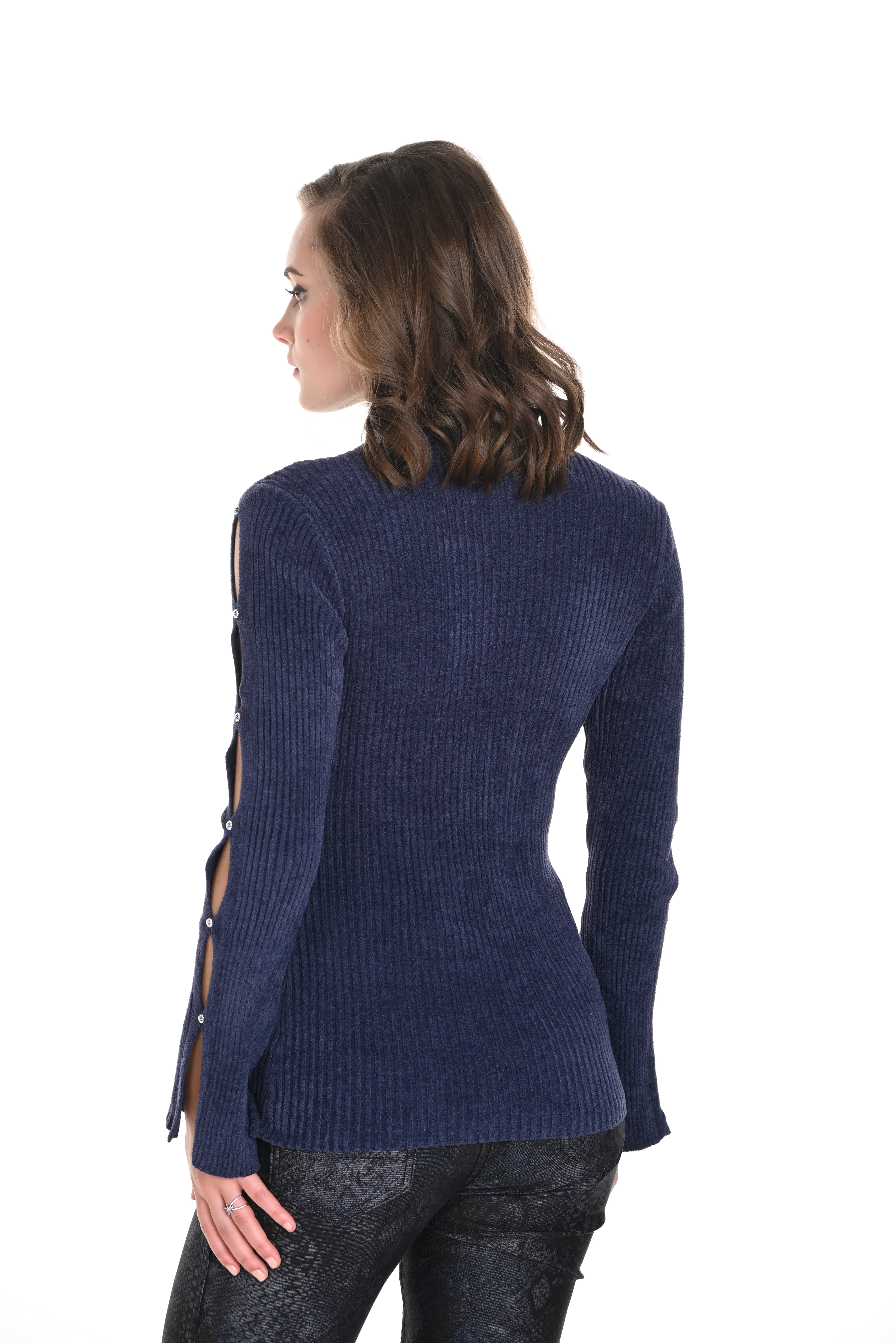 Frank Lyman -244655U-Knit Top-Navy - Image 2