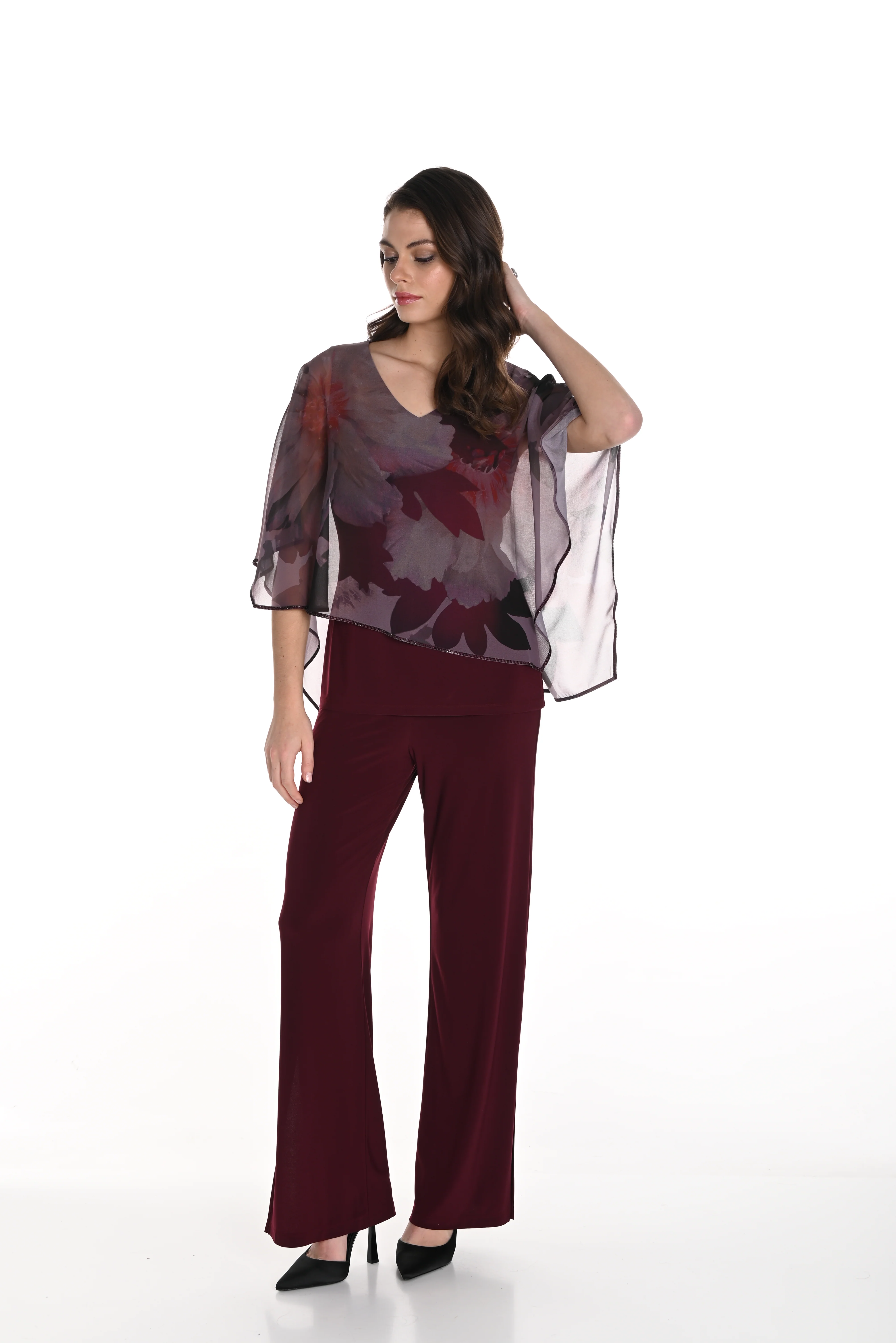 Frank Lyman -249027-Knit Pant-Red/Wine - Image 3