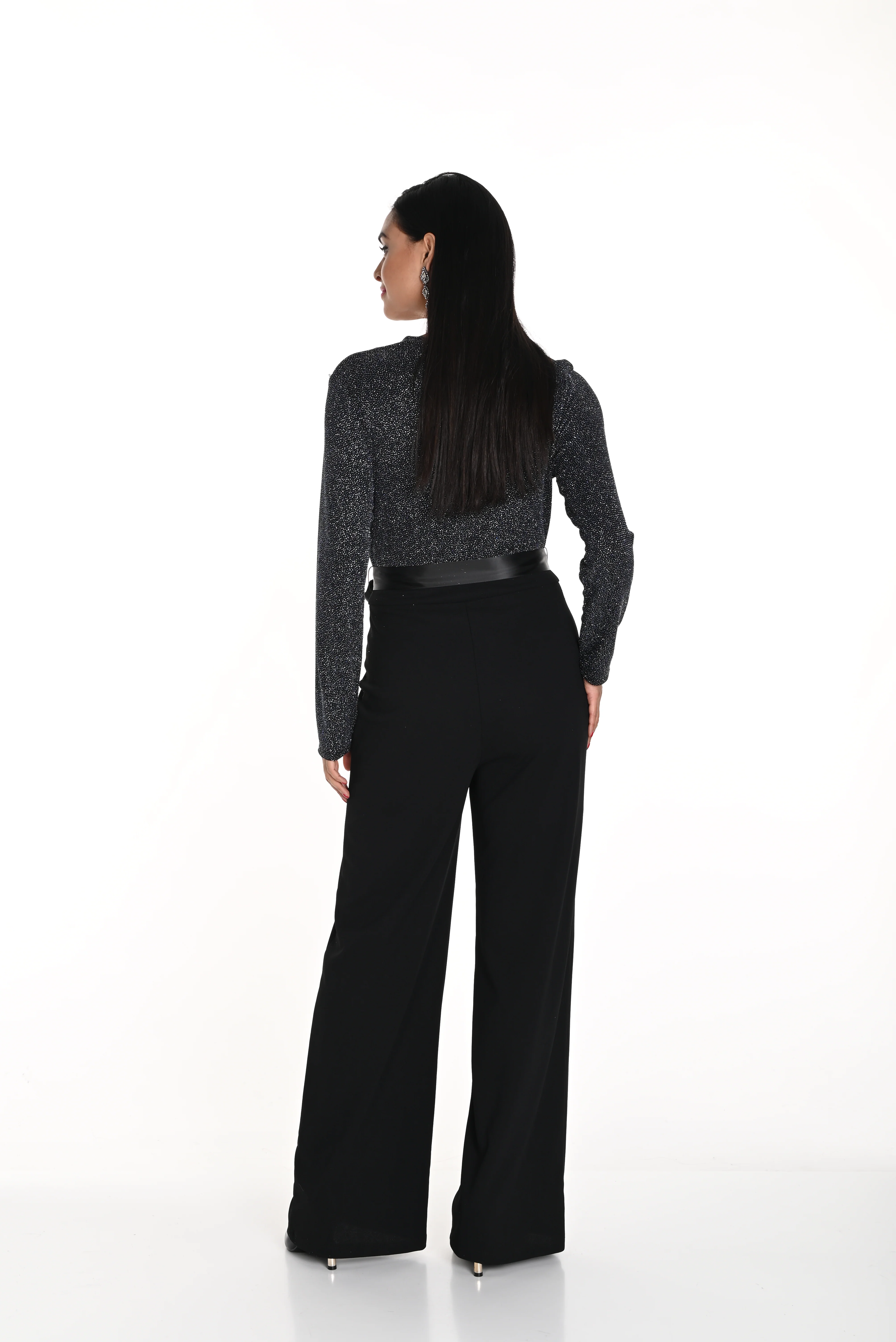 Frank Lyman -249269-Knit Jumpsuit-Black/Teal - Image 2