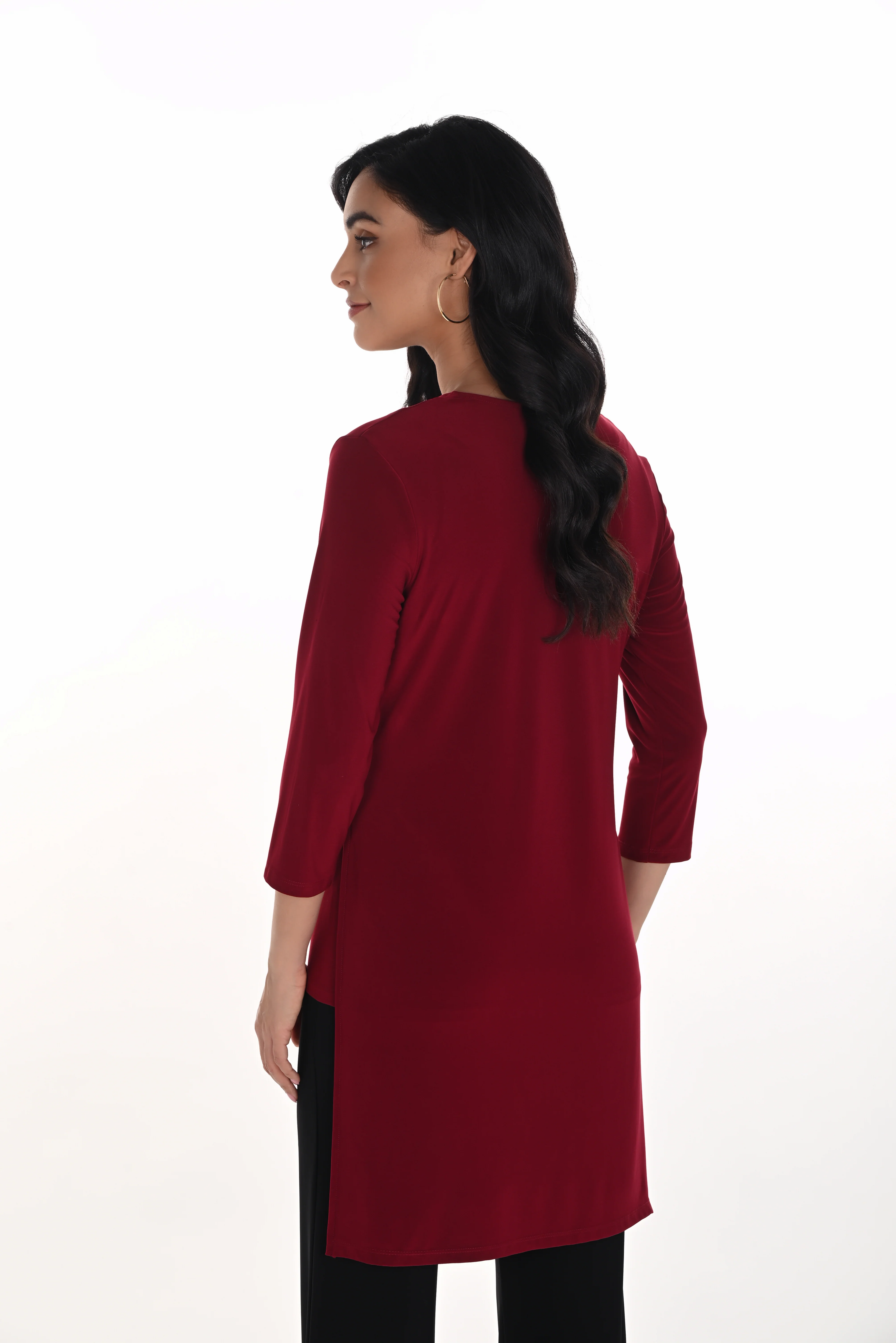 Frank Lyman -216009-441-Knit Duster-Cabernet - Image 3