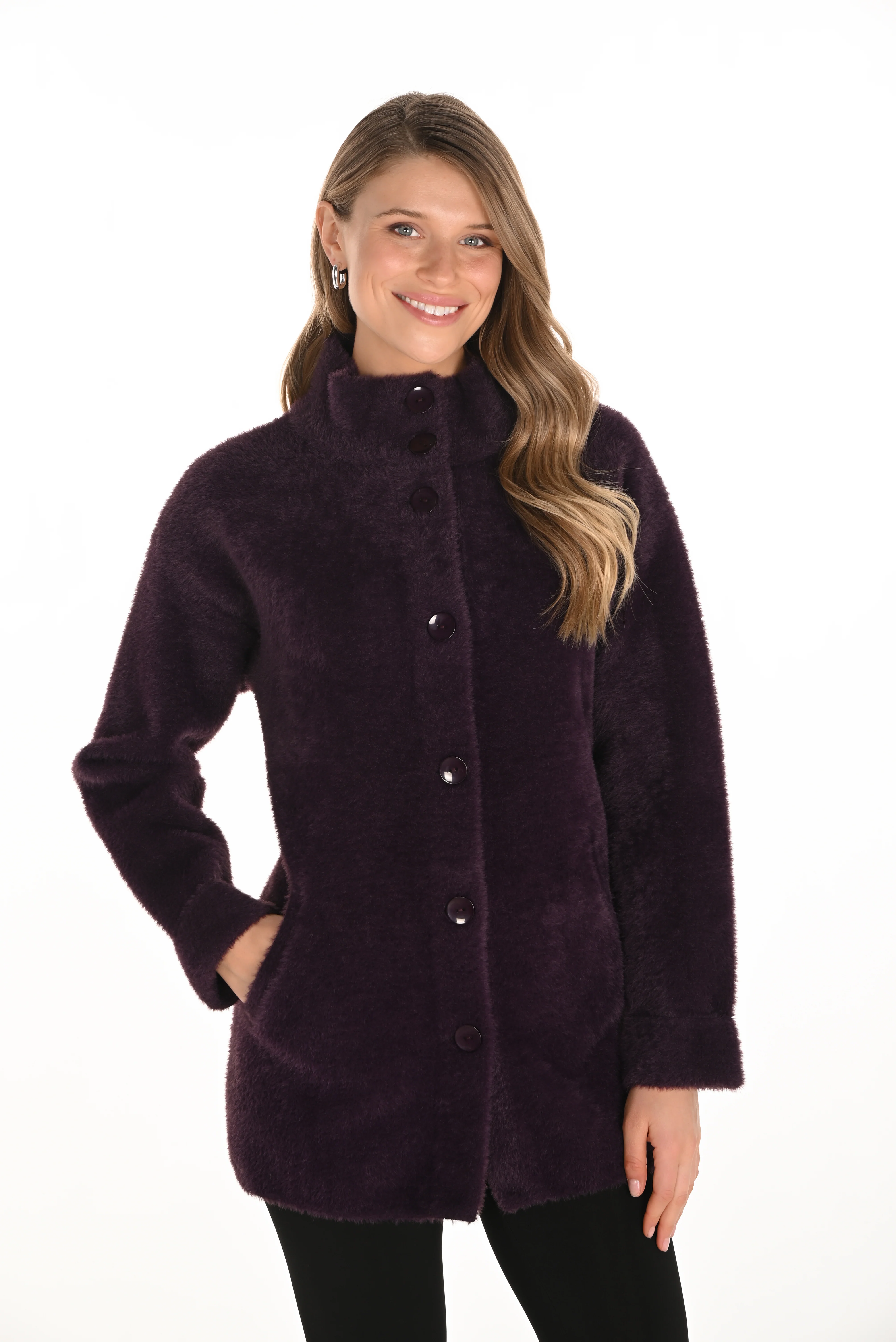 Frank Lyman -253880-319-Knit Jacket-Plum