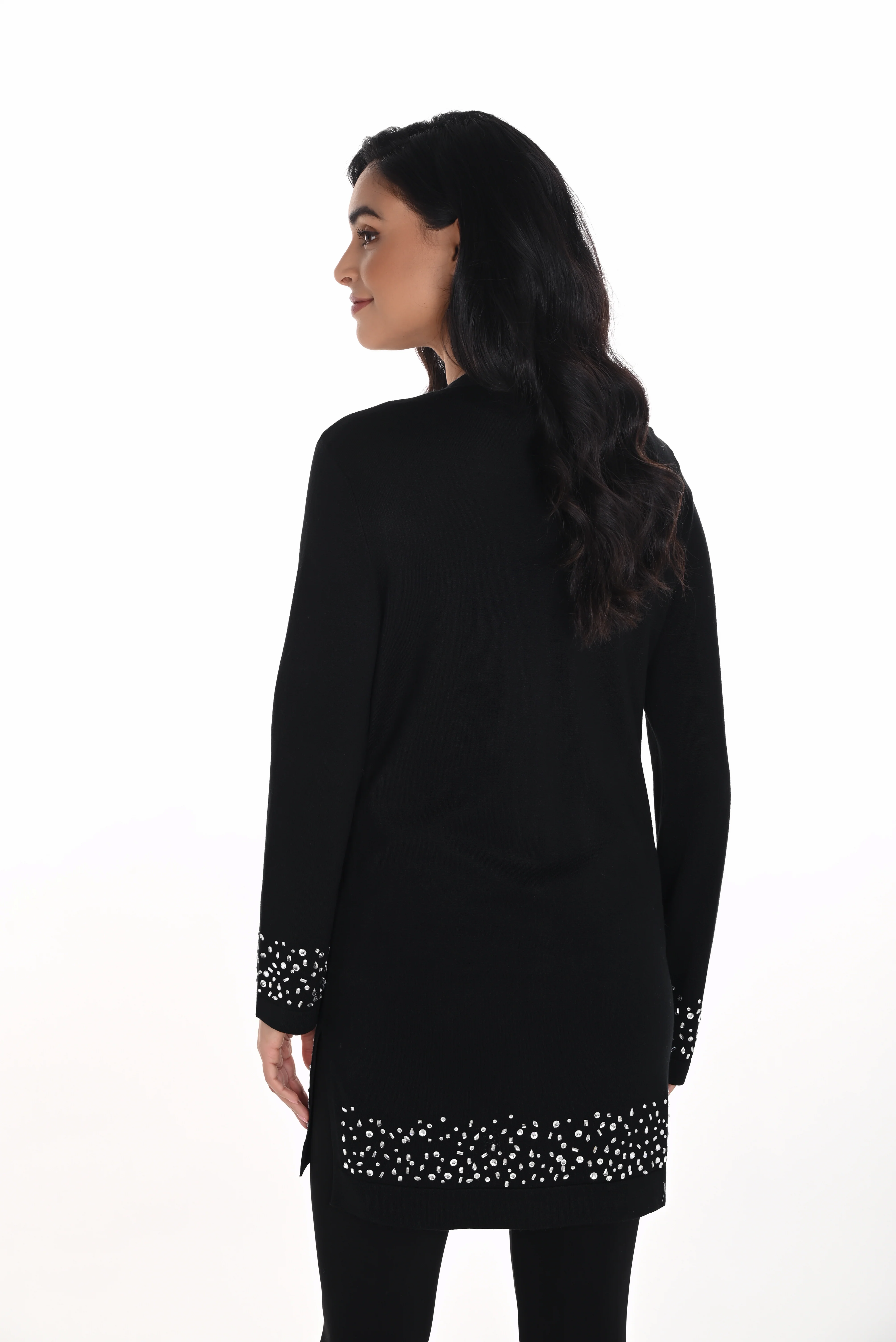 Frank Lyman -254986-100-Knit Throw Over-Black - Image 2