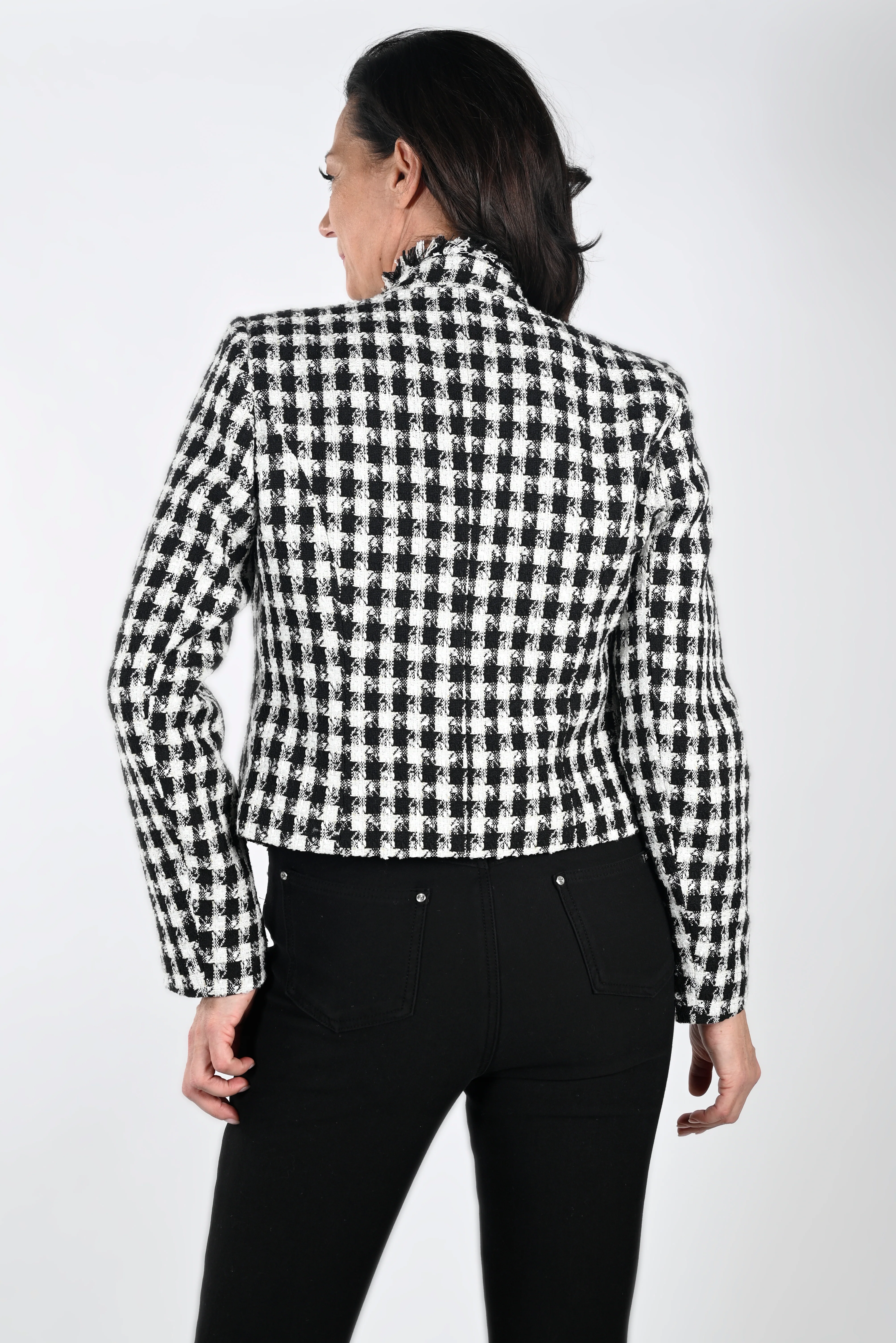Frank Lyman -233813U-Woven Jacket-Black/Off White - Image 3