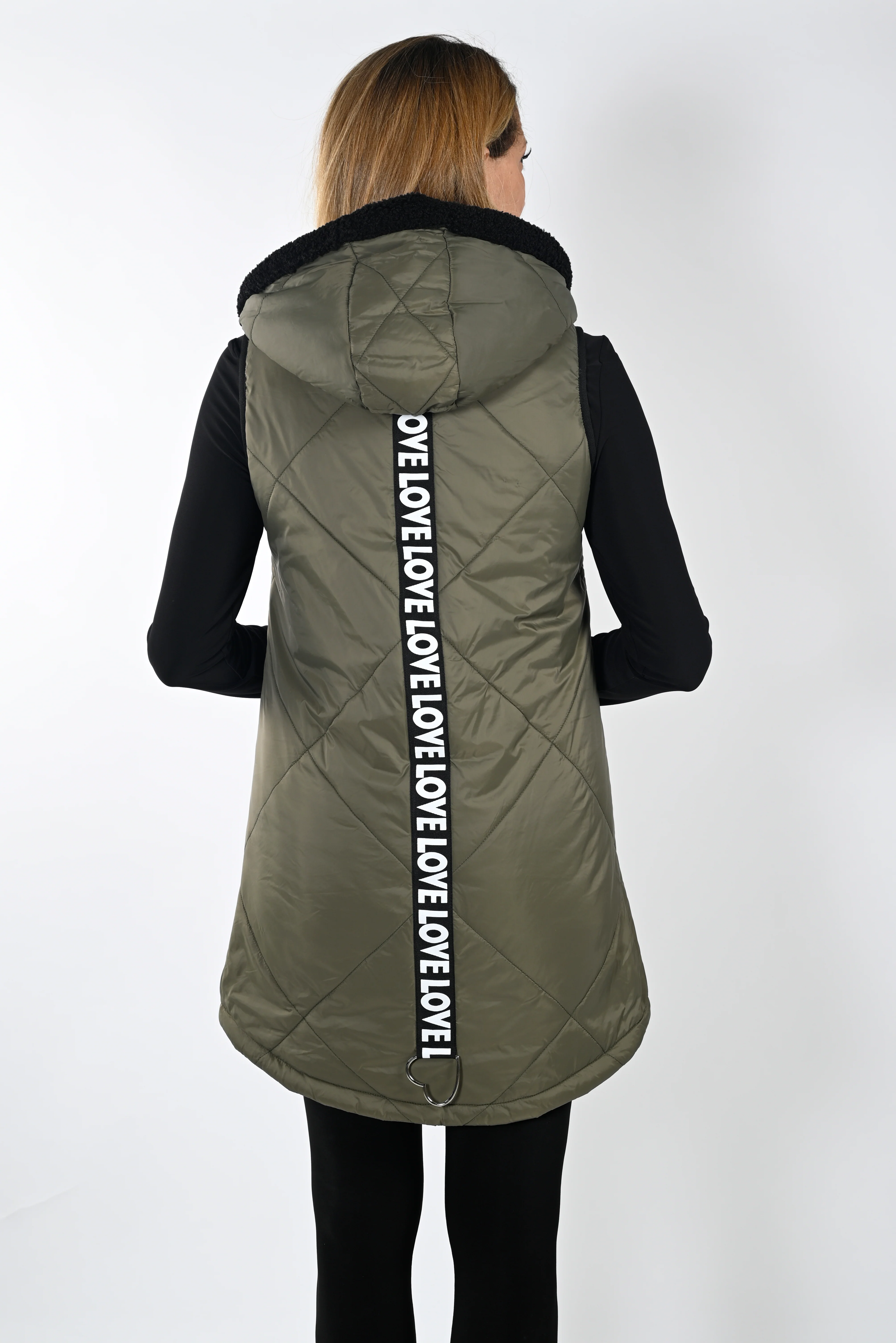 Frank Lyman  -233885U-Woven Vest-Khaki - Image 3