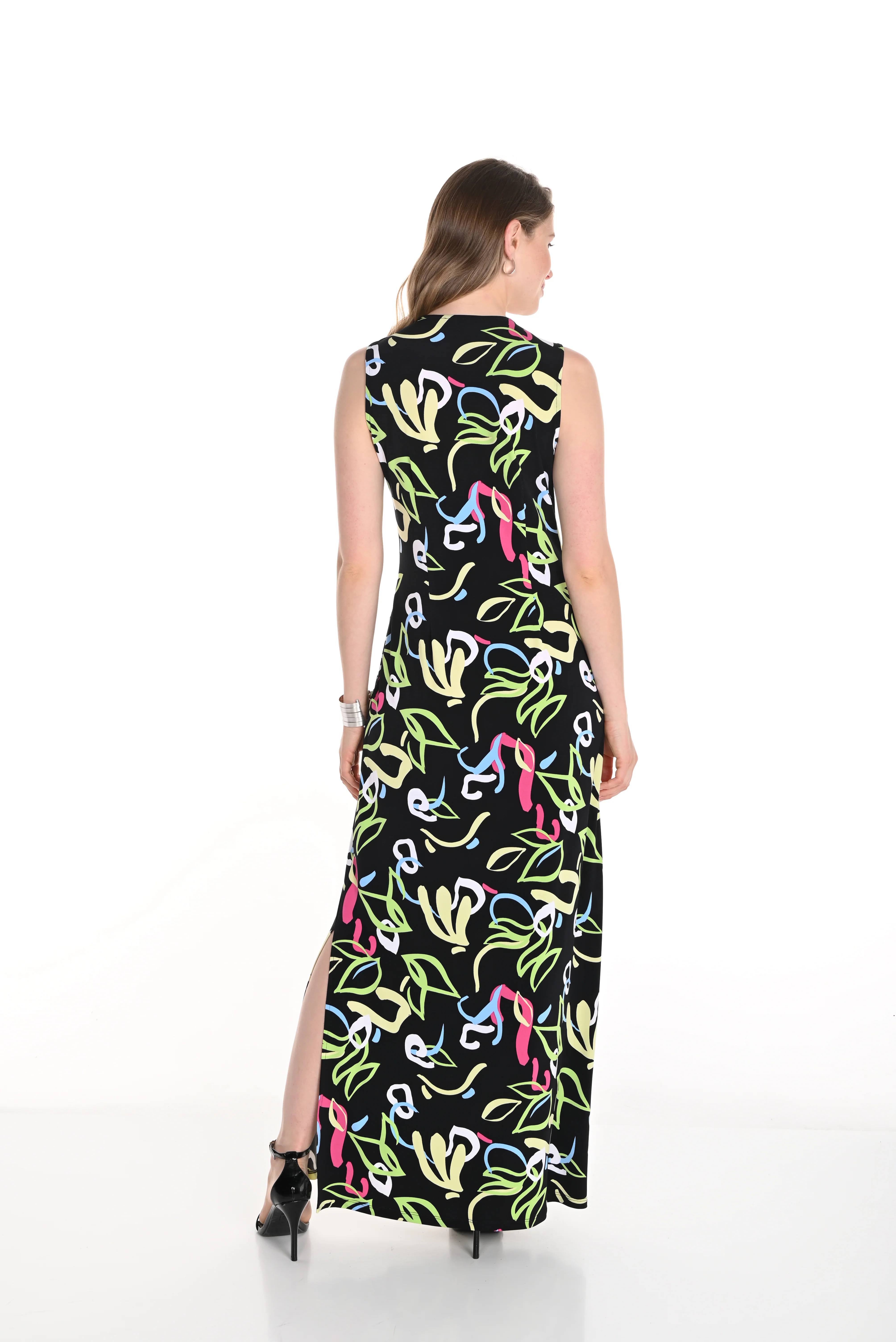Frank Lyman -256189-1067-Knit Dress-Black/Multi - Image 2
