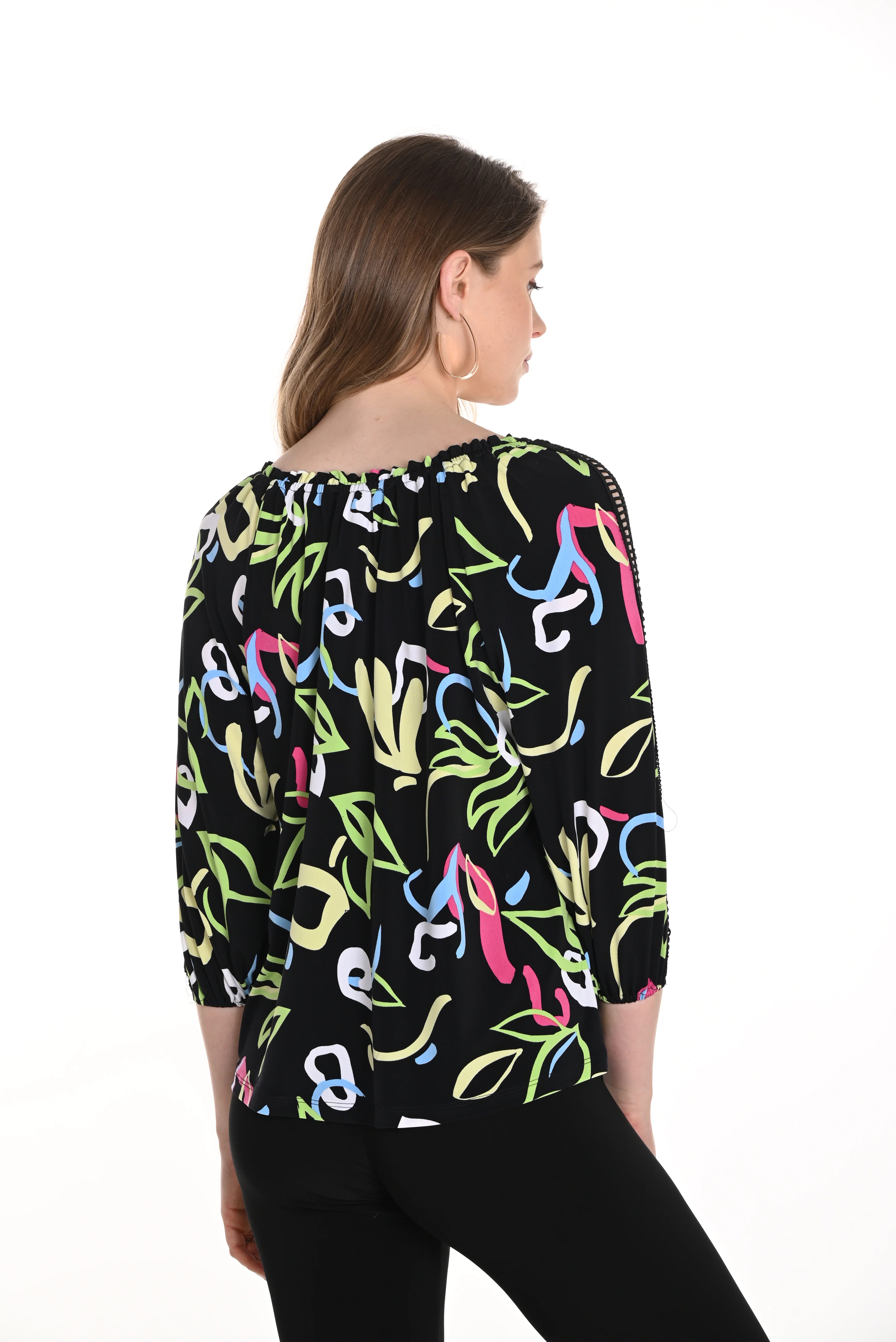 Frank Lyman -256190-1067-Knit Top-Black/Multi - Image 2