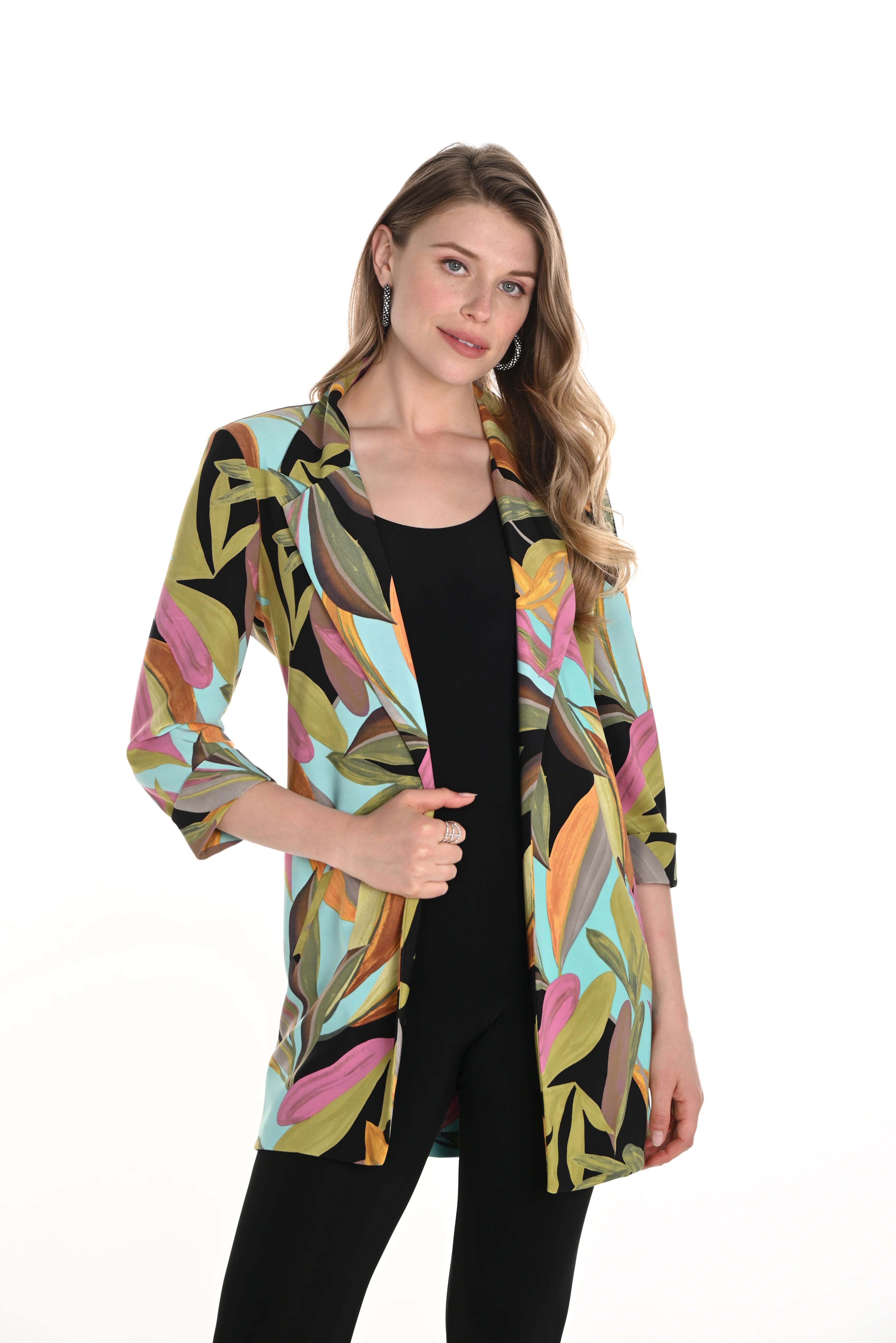 Frank Lyman -256235-3123-Knit Jacket-Aqua/Pink