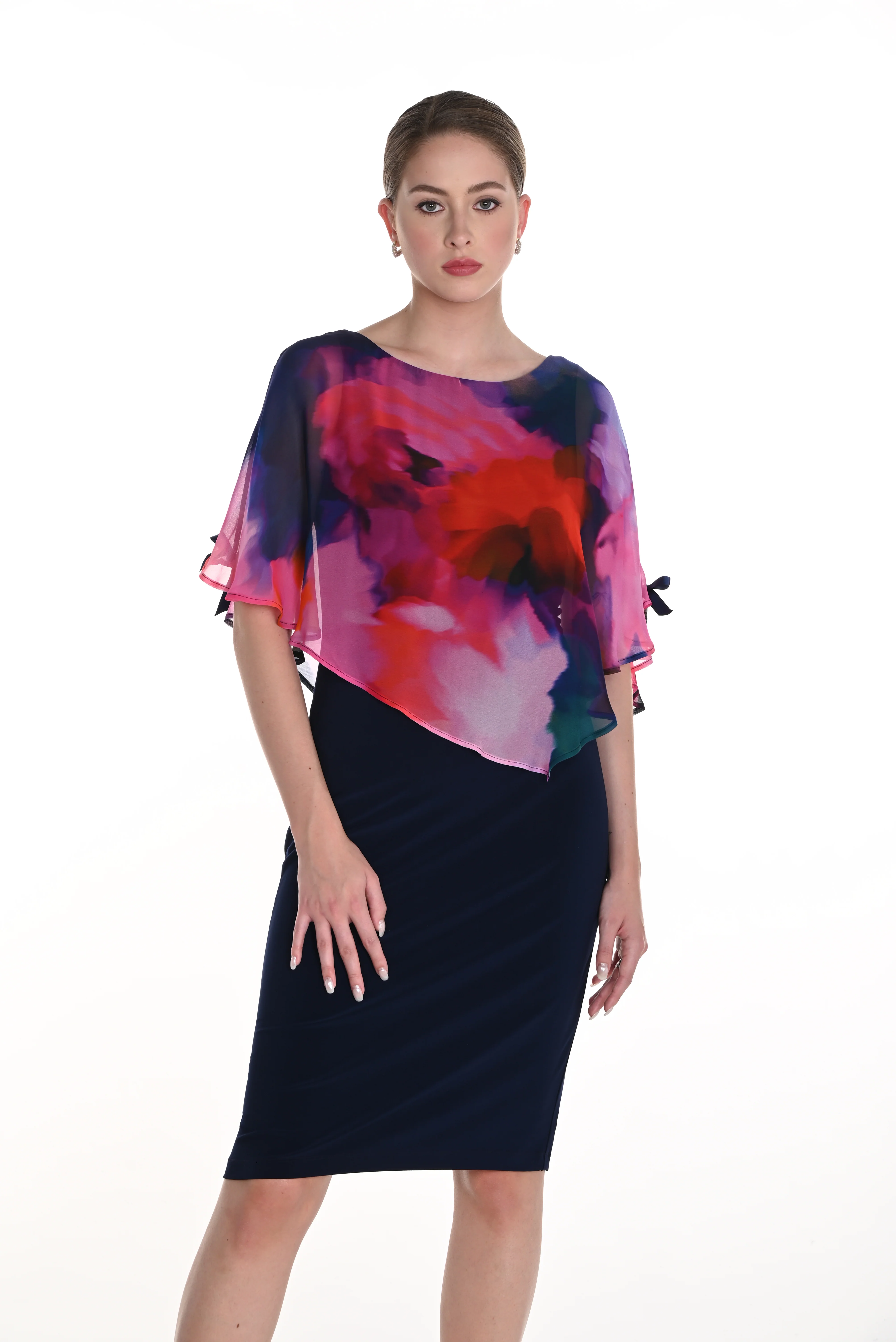 Frank Lyman -258320-3028-Woven Dress-Navy/Pink