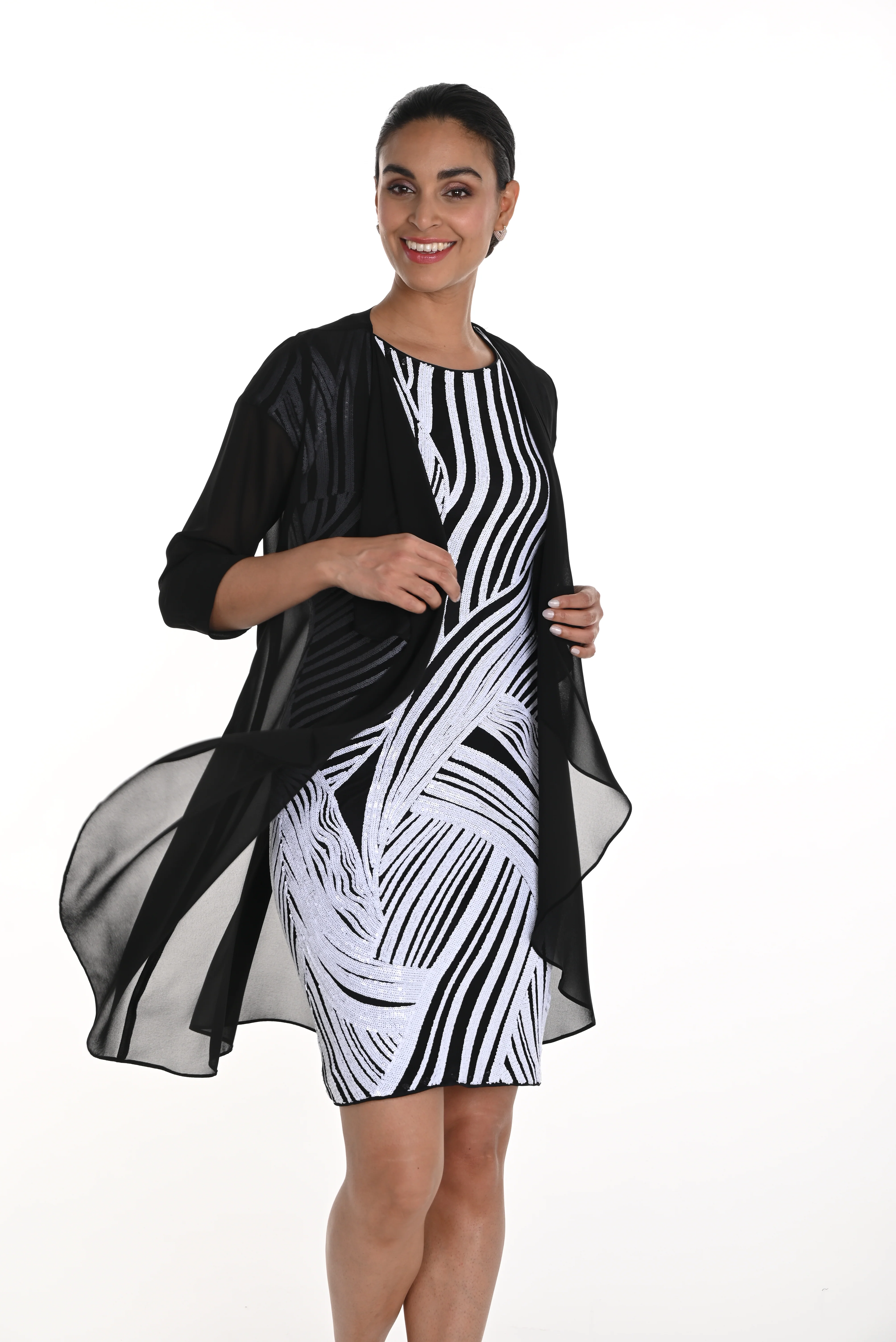 Frank Lyman -258363-100-Woven Throw Over-Black