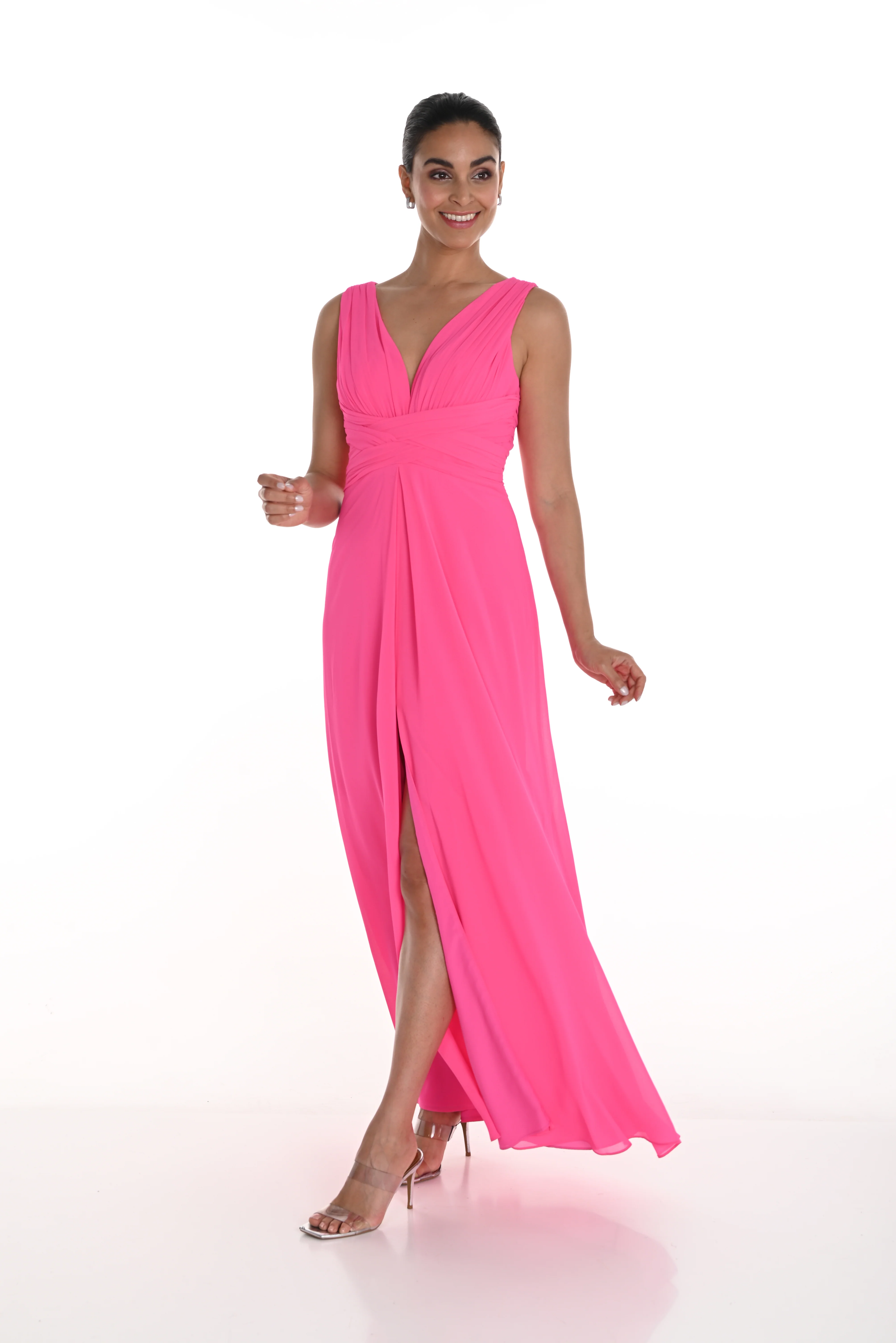 Frank Lyman -258716U-417-Woven Dress-Fuchsia - Image 2