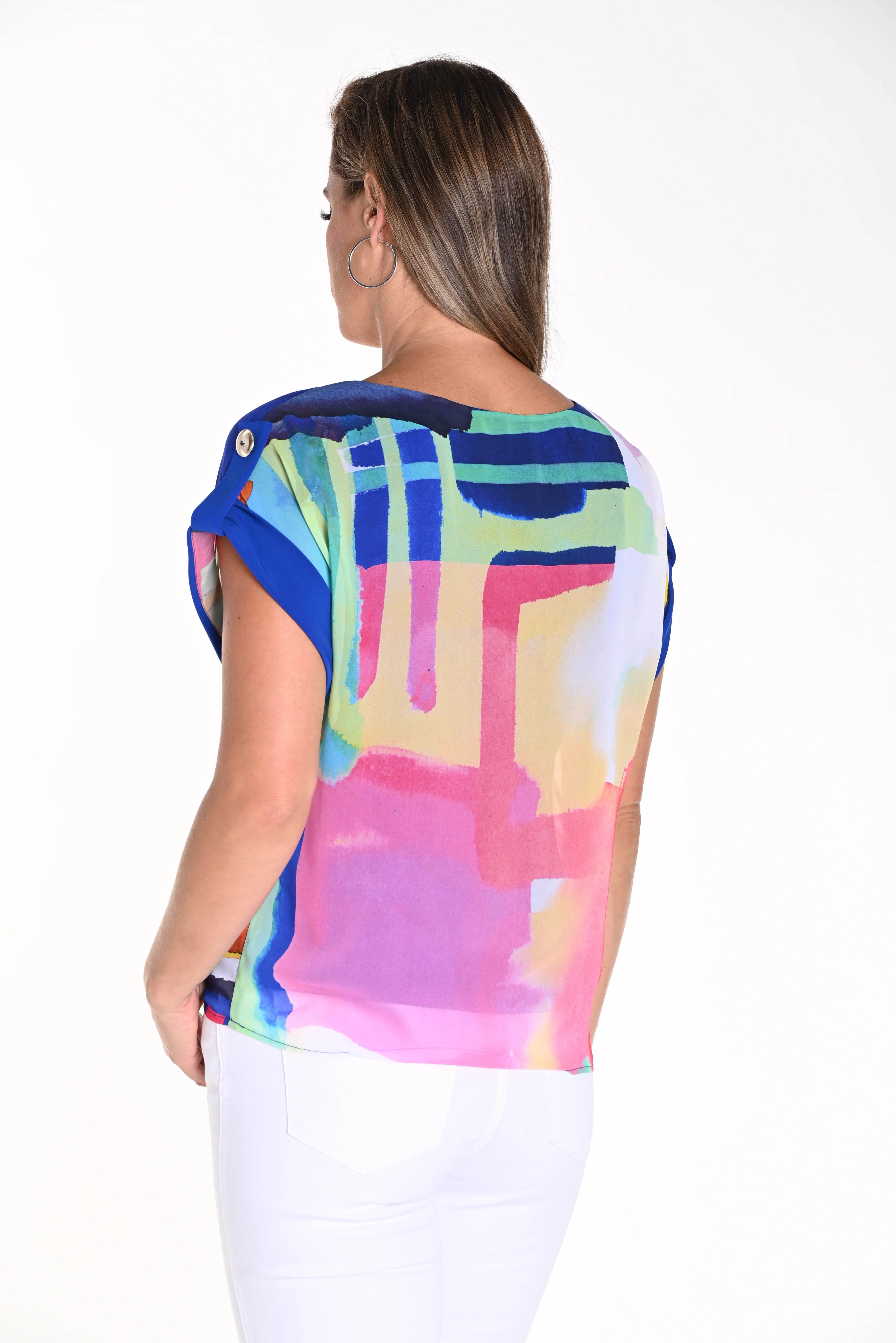 Frank Lyman - 241124 -Woven Top- Electric Blue/Multi - Image 2