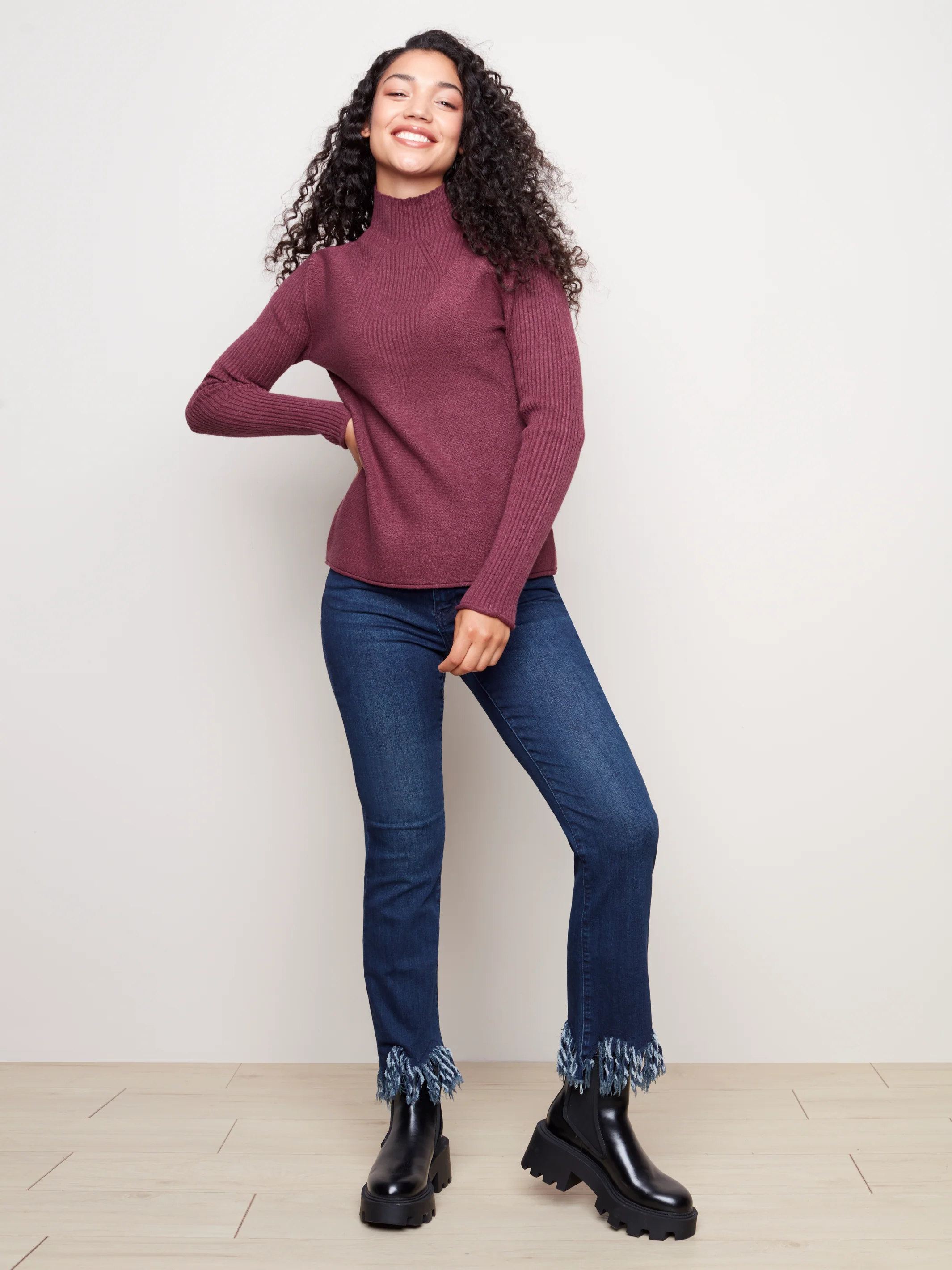 Funnel Neck Sweater - C2273RR - FIG - Image 3