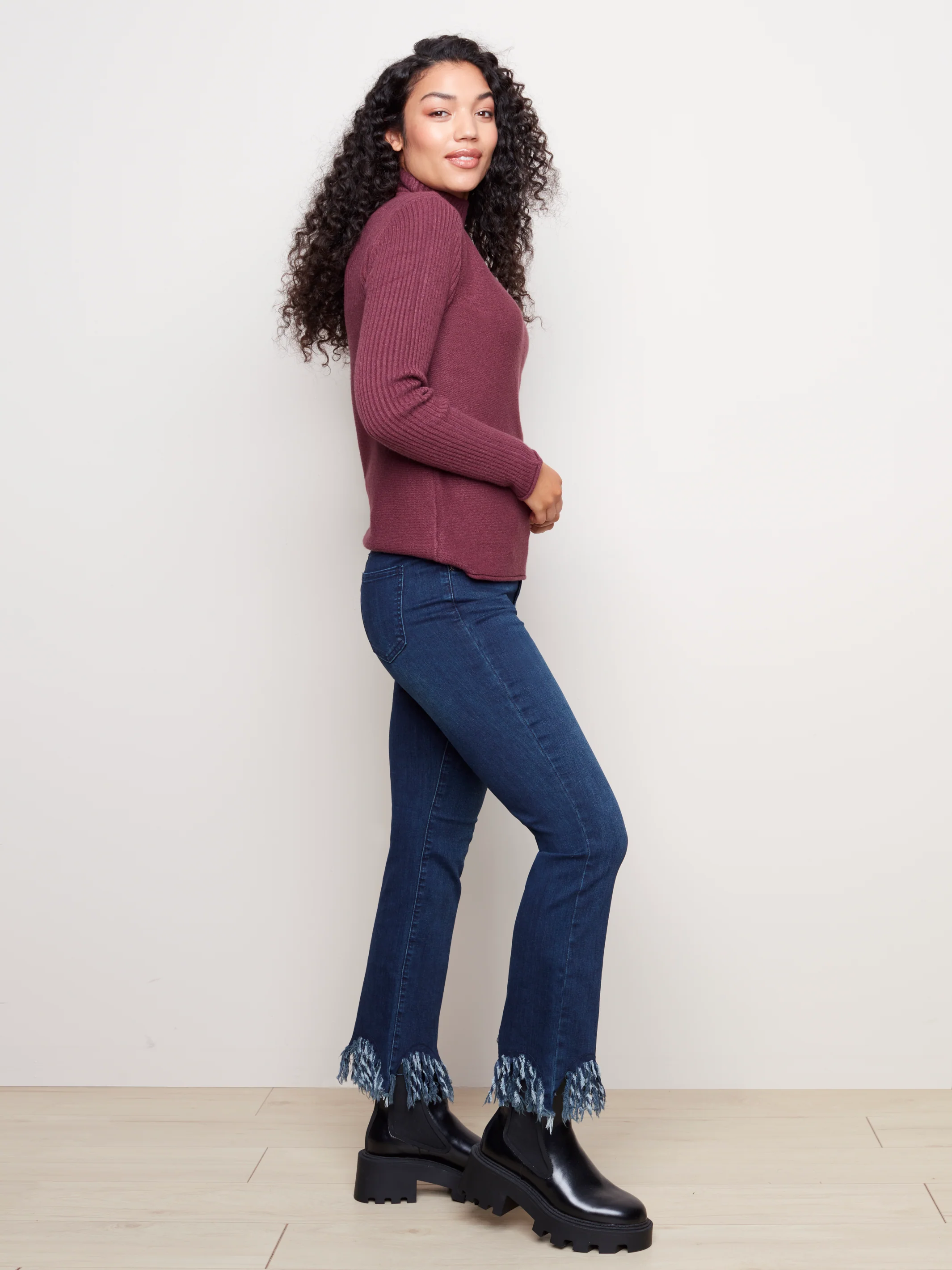 Funnel Neck Sweater - C2273RR - FIG - Image 4