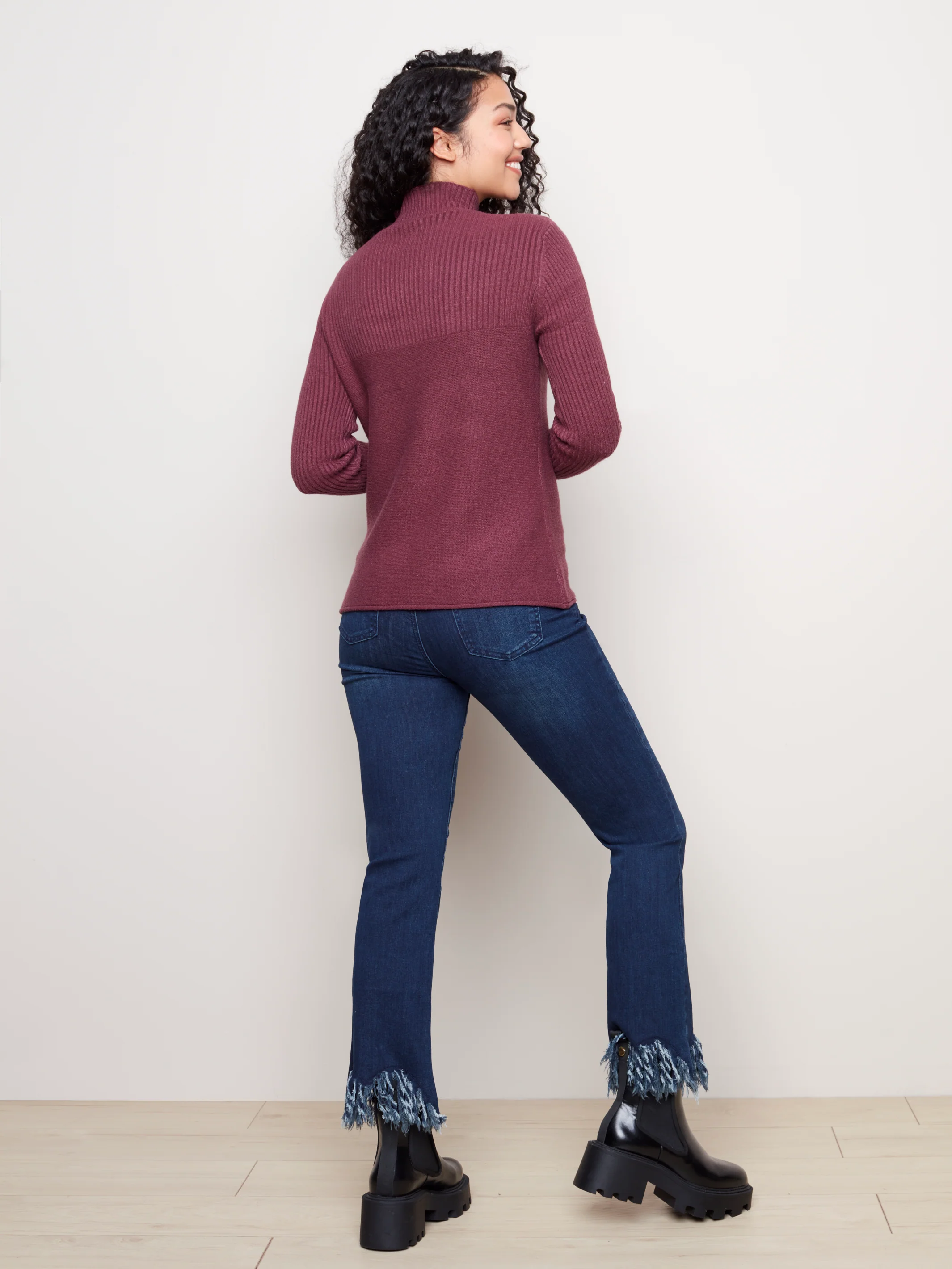 Funnel Neck Sweater - C2273RR - FIG - Image 5