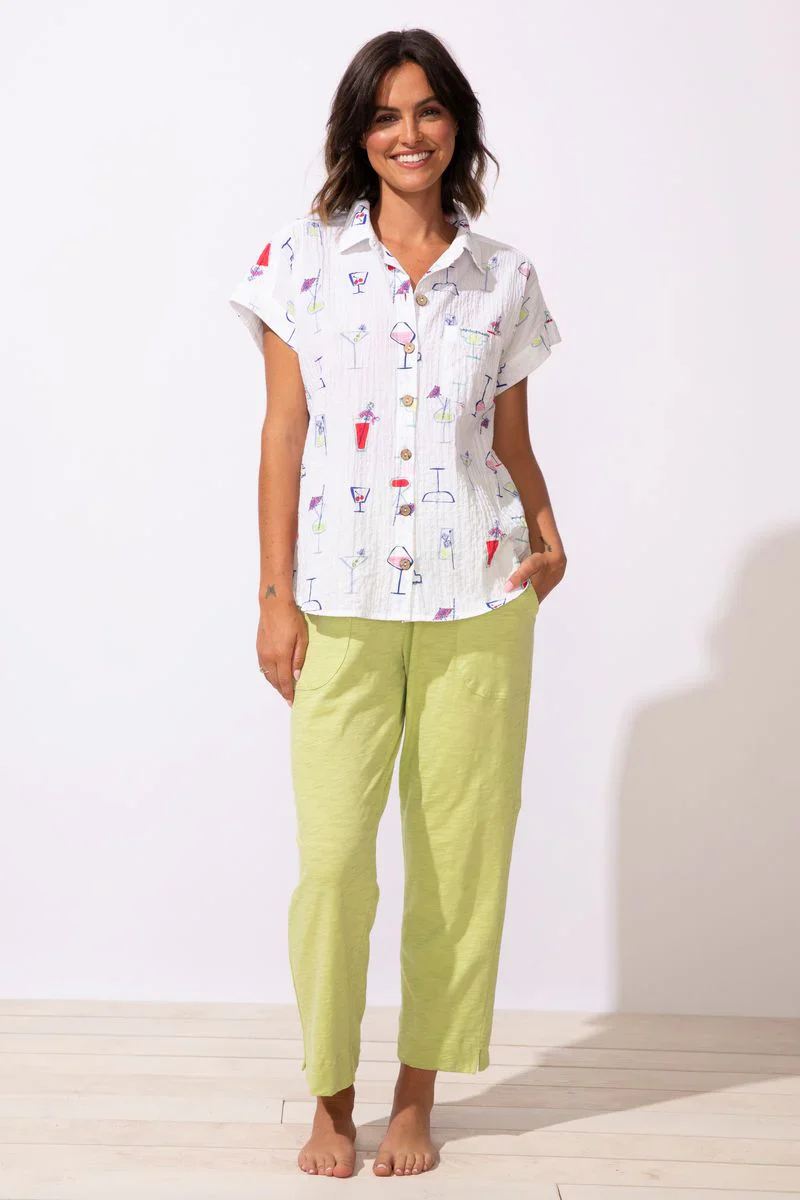 Habitat Escape-E12310-S/S Button Down Cocktails-Multi