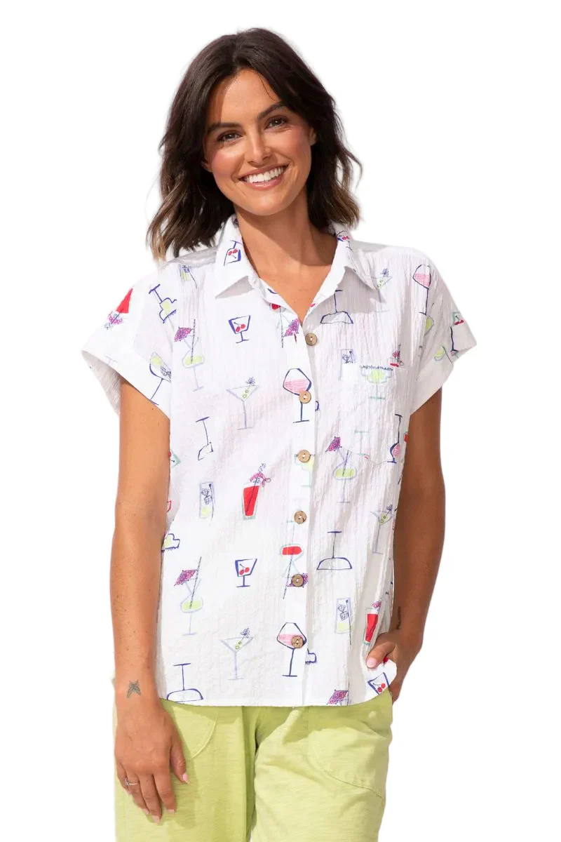 Habitat Escape-E12310-S/S Button Down Cocktails-Multi - Image 2