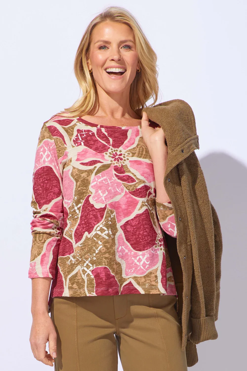 Habitat Escape -E17325-Stepped Hem Boxy Tee-Rose - Image 2