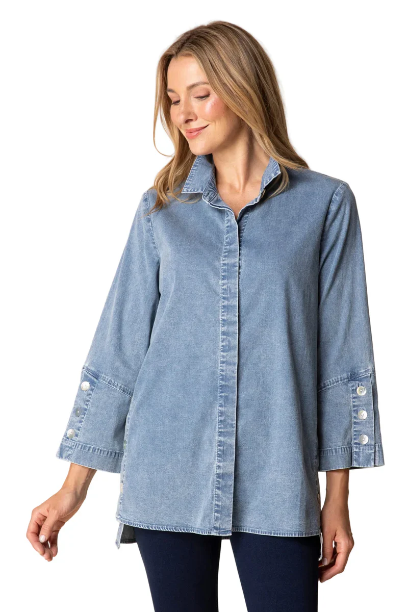 Habitat-H15521-Side Button Tunic-LT Denim