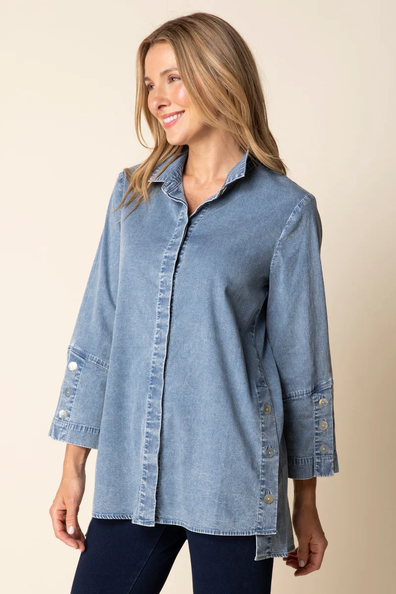Habitat-H15521-Side Button Tunic-LT Denim - Image 2