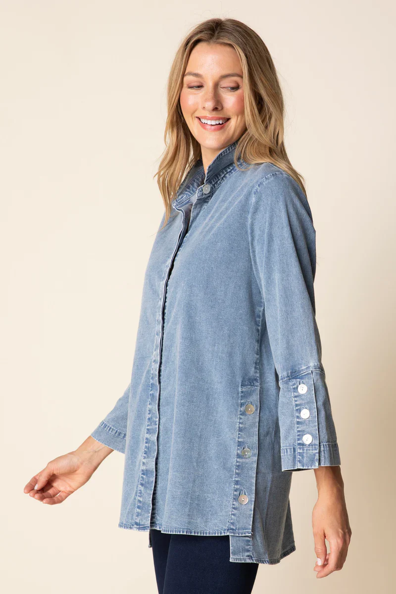 Habitat-H15521-Side Button Tunic-LT Denim - Image 3