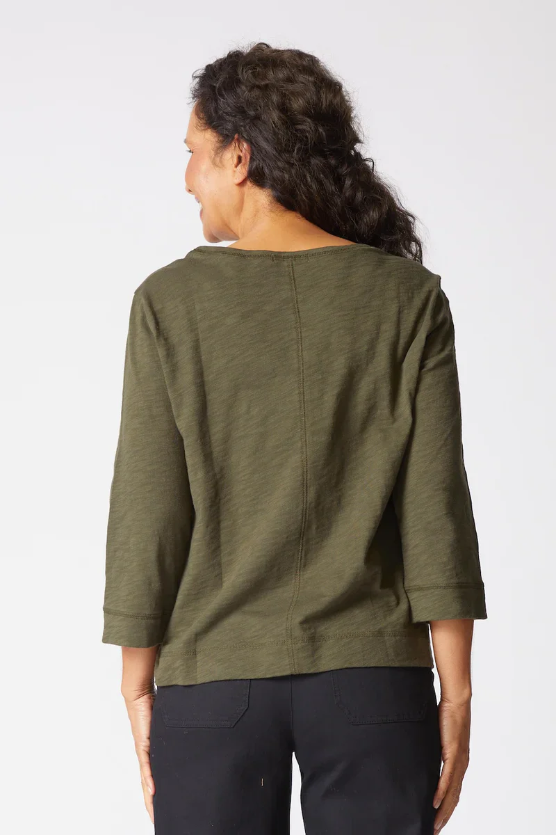 Habitat-H27522S6-Cover Stitch Boat Neck Top-Leaf - Image 3