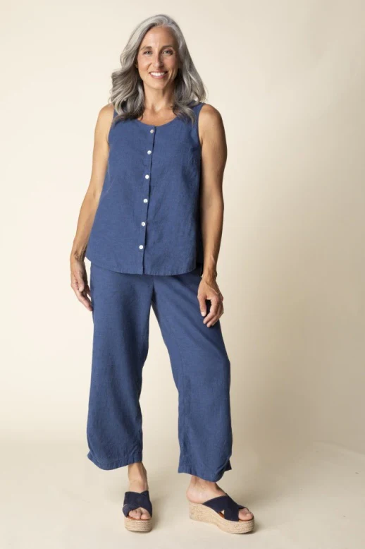 Habitat-H41506-Pleat Back Button Tank-Navy - Image 2