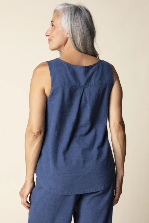 Habitat-H41506-Pleat Back Button Tank-Navy - Image 3
