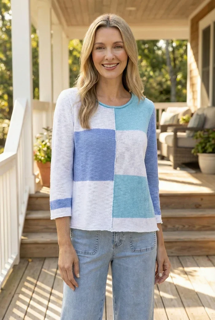 Habitat-H89614-Patch Work Pullover-Topaz - Image 2