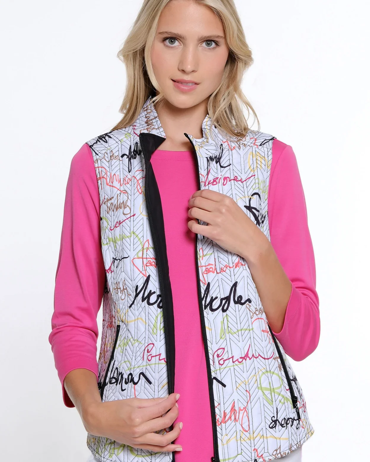 Multiples-M15411VM-Zip Thru Reversible Print Vest-Multi