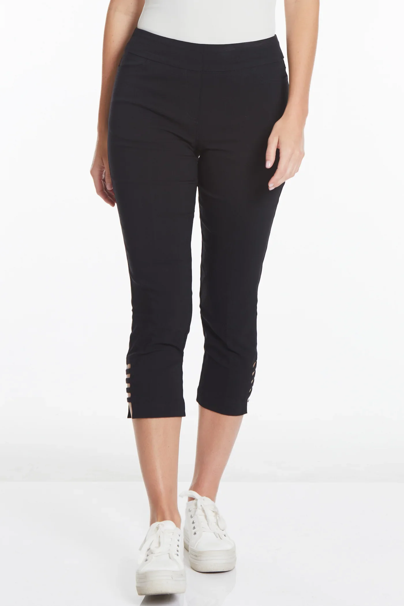 Multiples-M9038PS5-P/O Solid Crop Pant W/Pockets-Black