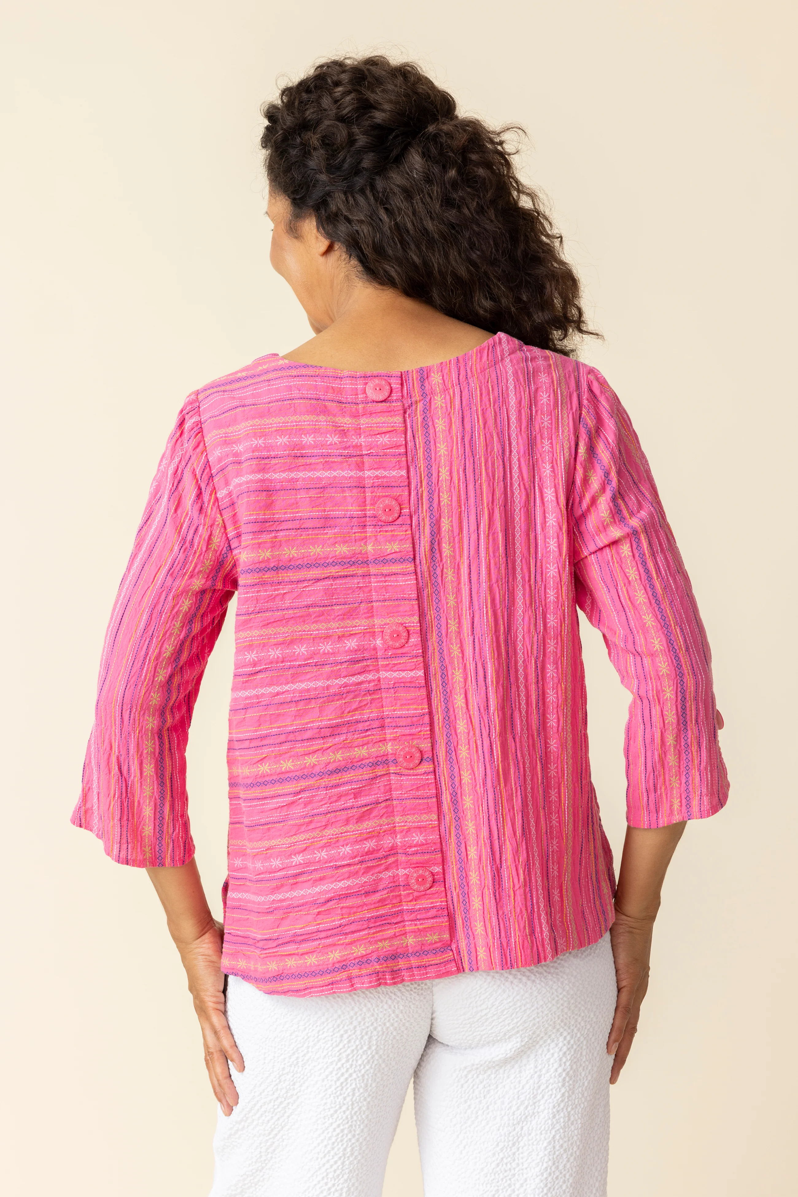 Habitat -H48632S5-Button Back Pullover-Hot Pink - Image 2