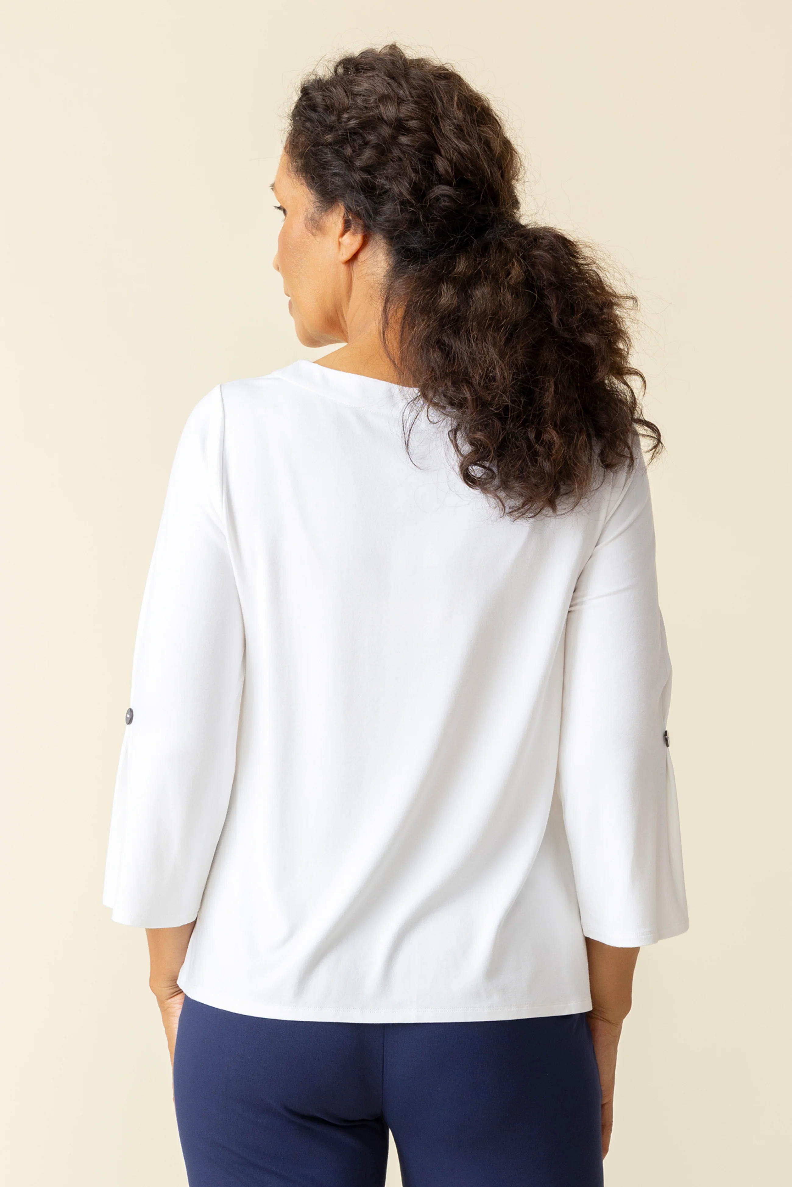 Habitat -H55911-Pleated Sleeve Tee-White - Image 2
