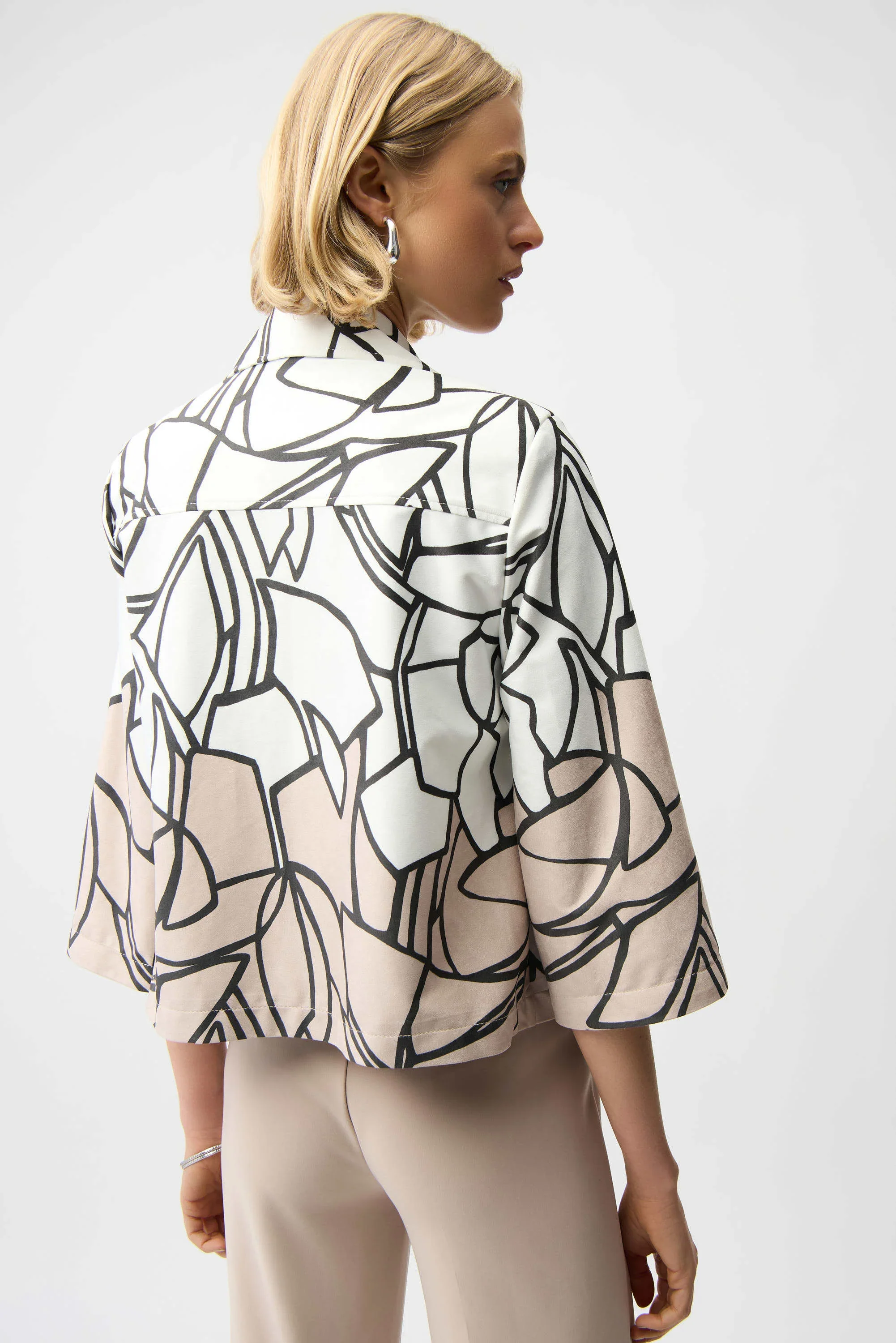 Joseph Ribkoff-261908-Faux Suede Abstract Print Swing Jacket - Image 4