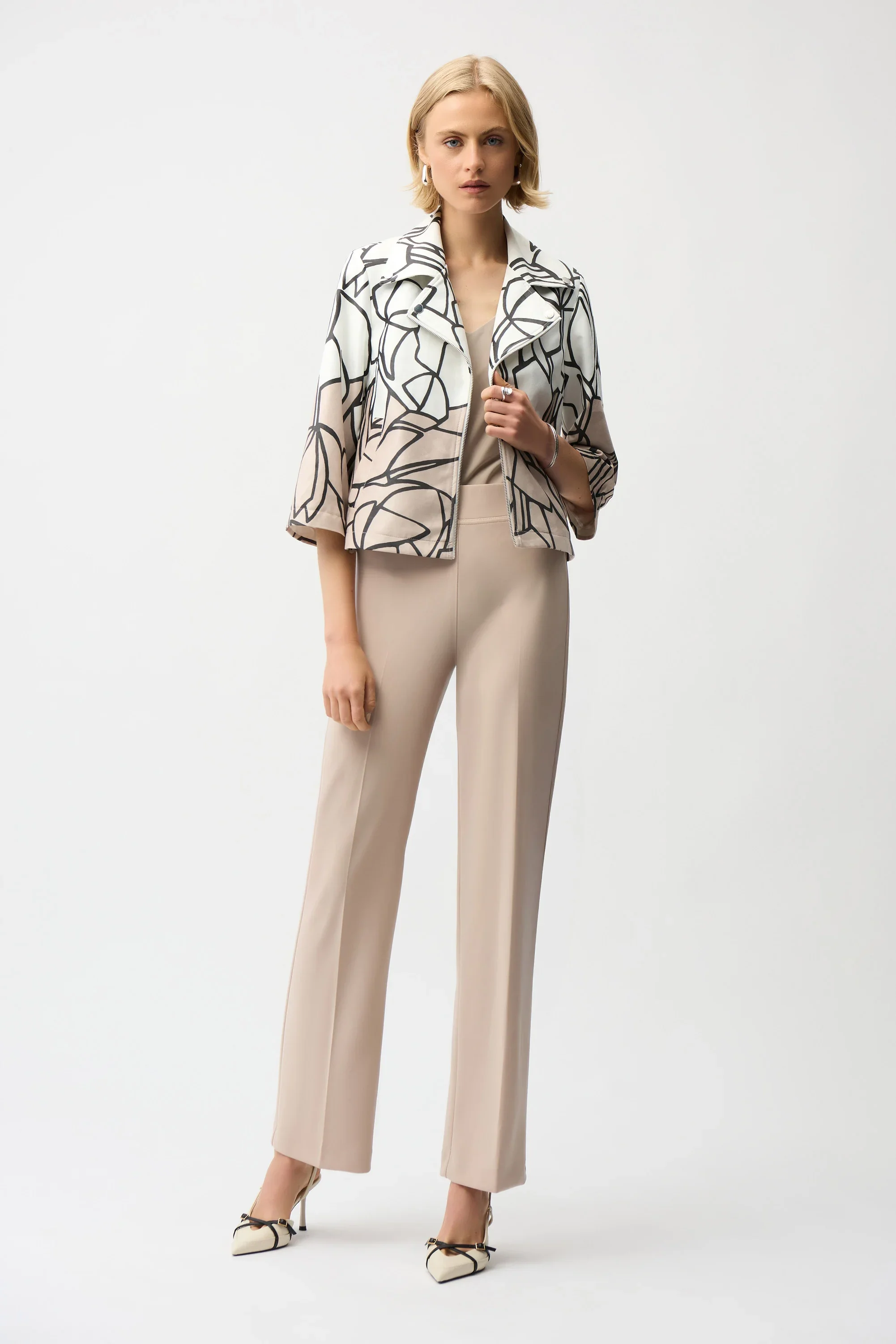 Joseph Ribkoff-261908-Faux Suede Abstract Print Swing Jacket - Image 6