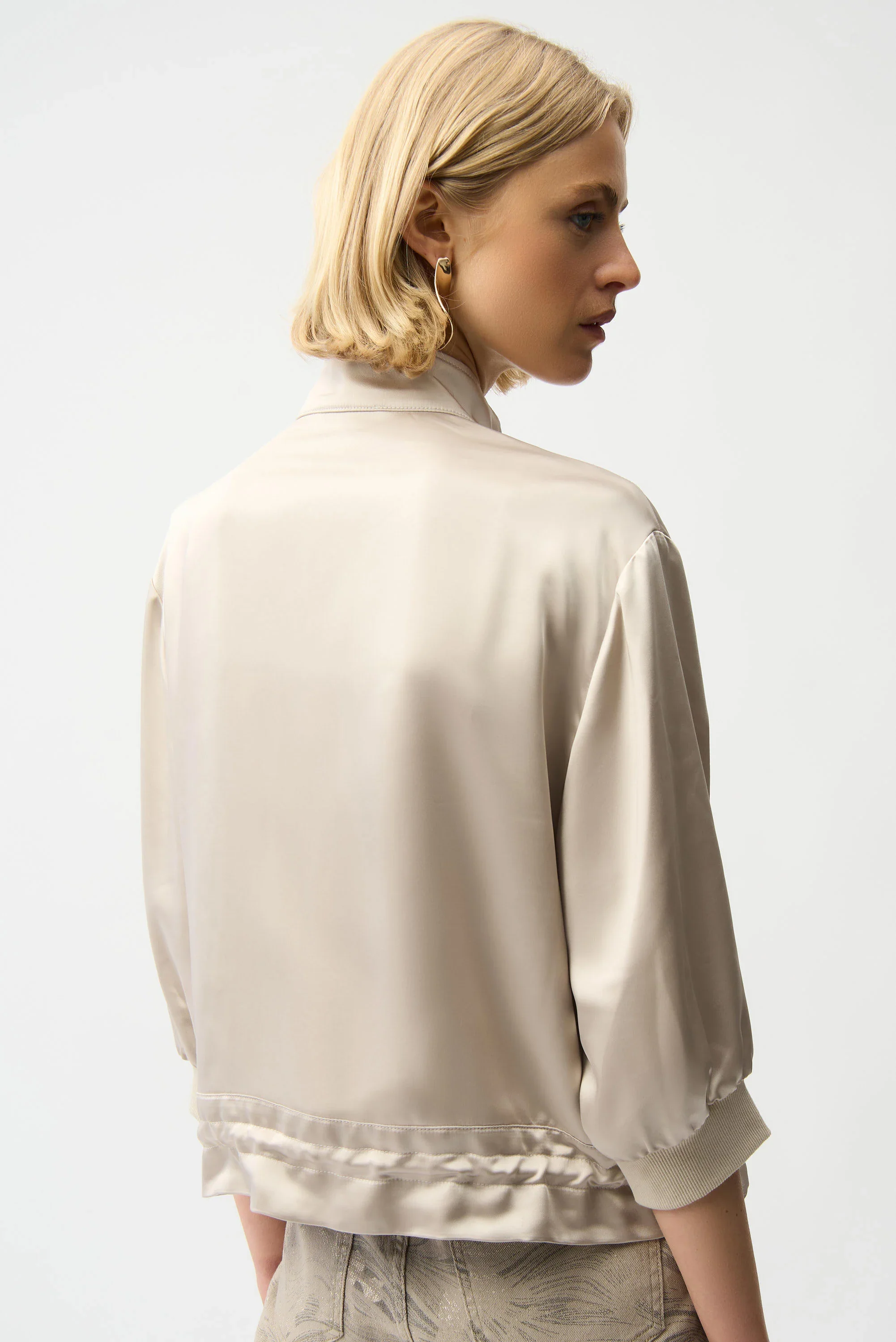Joseph Ribkoff-261913-Satin Boxy Blouson Jacket With Drawstring Hem - Image 3