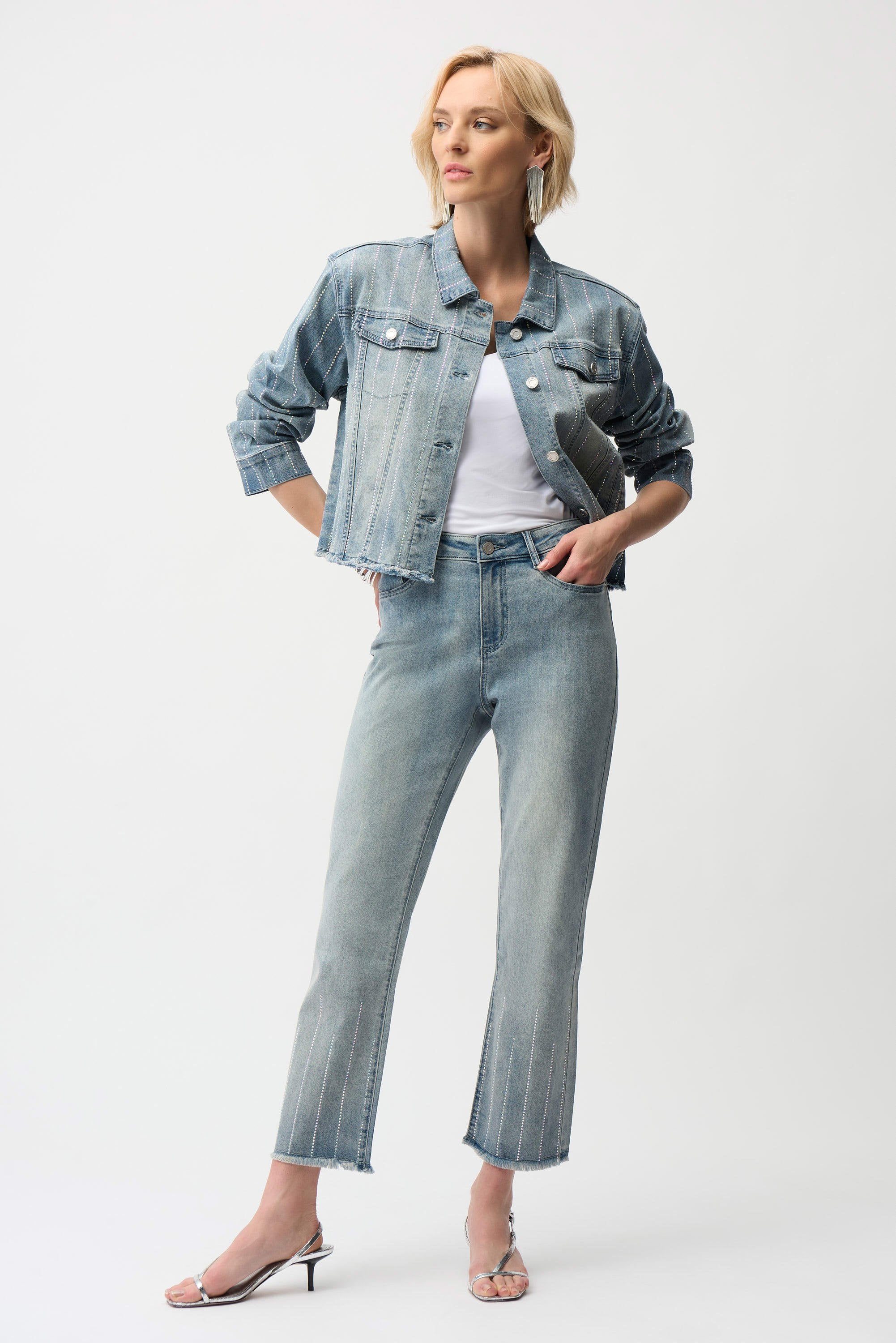 Joseph Ribkoff - 261945- Rhinestone Pant-47-Light Blue Denim (pairs withJoseph Ribkoff - 261958- Rhinestone Jacket) - Image 3