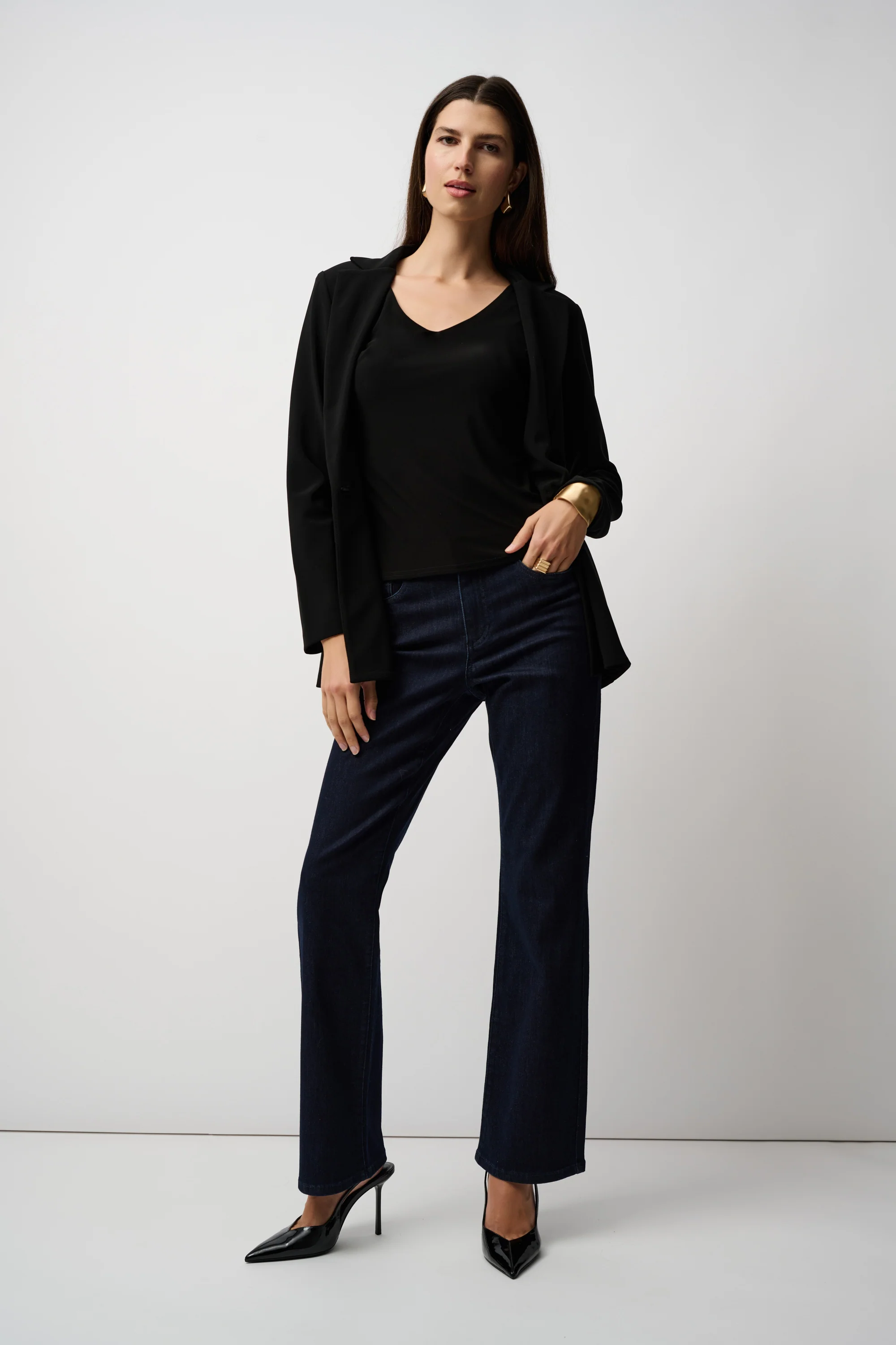 Joseph Ribkoff - Classic V-Neck Cami - 201546 - 11 - Black - Image 2