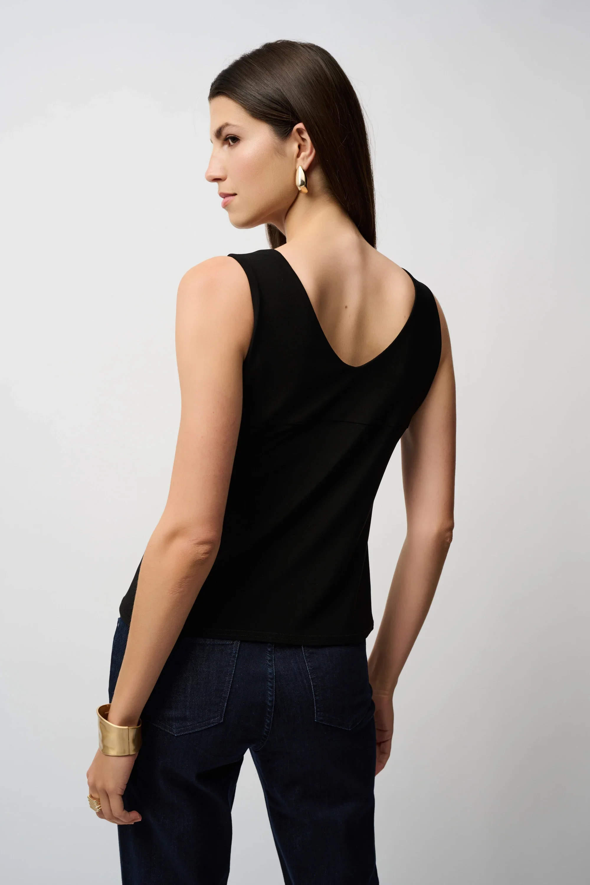 Joseph Ribkoff - Classic V-Neck Cami - 201546 - 11 - Black - Image 3