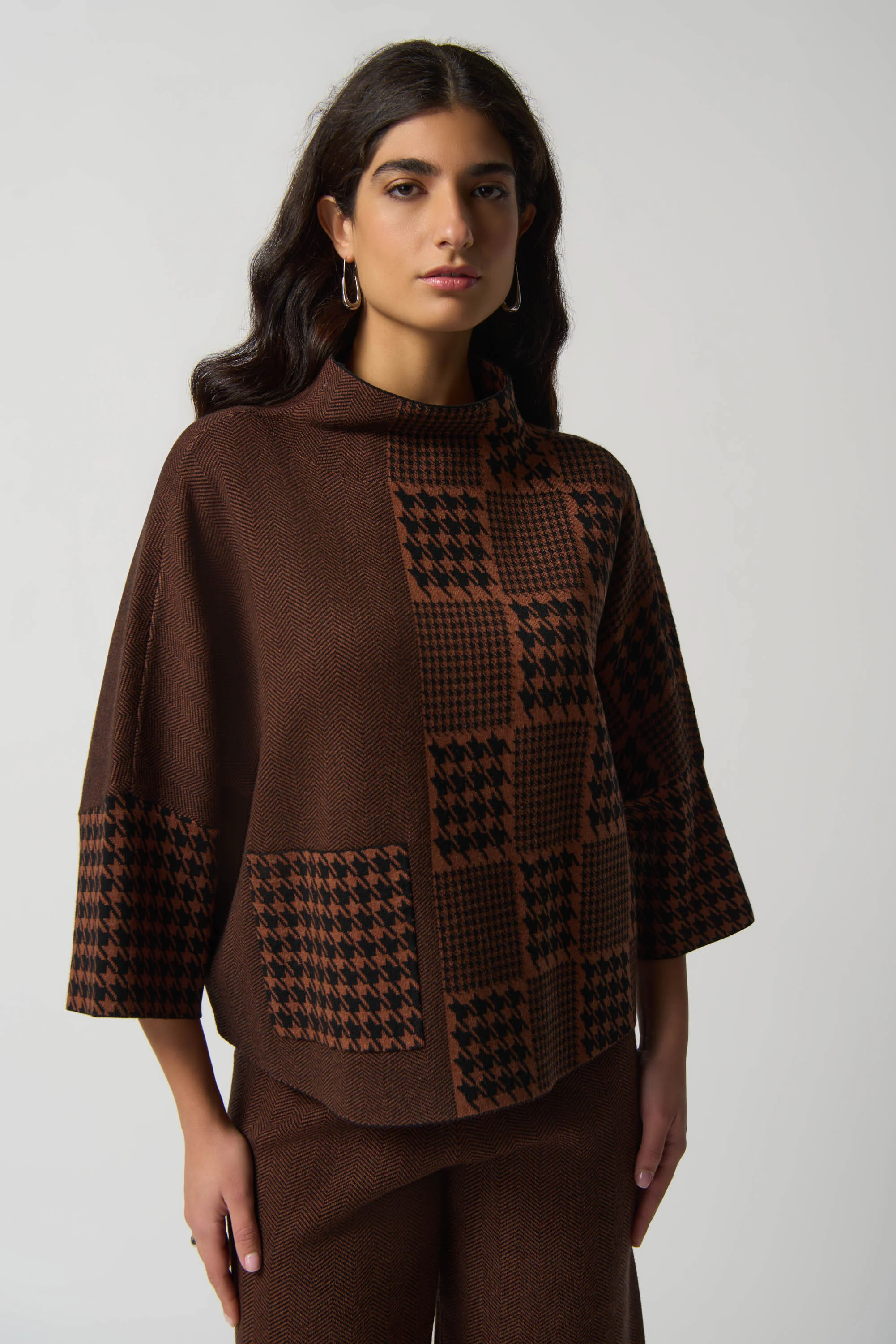 Joseph Ribkoff-233903-Top-Black/Toffee - Image 2