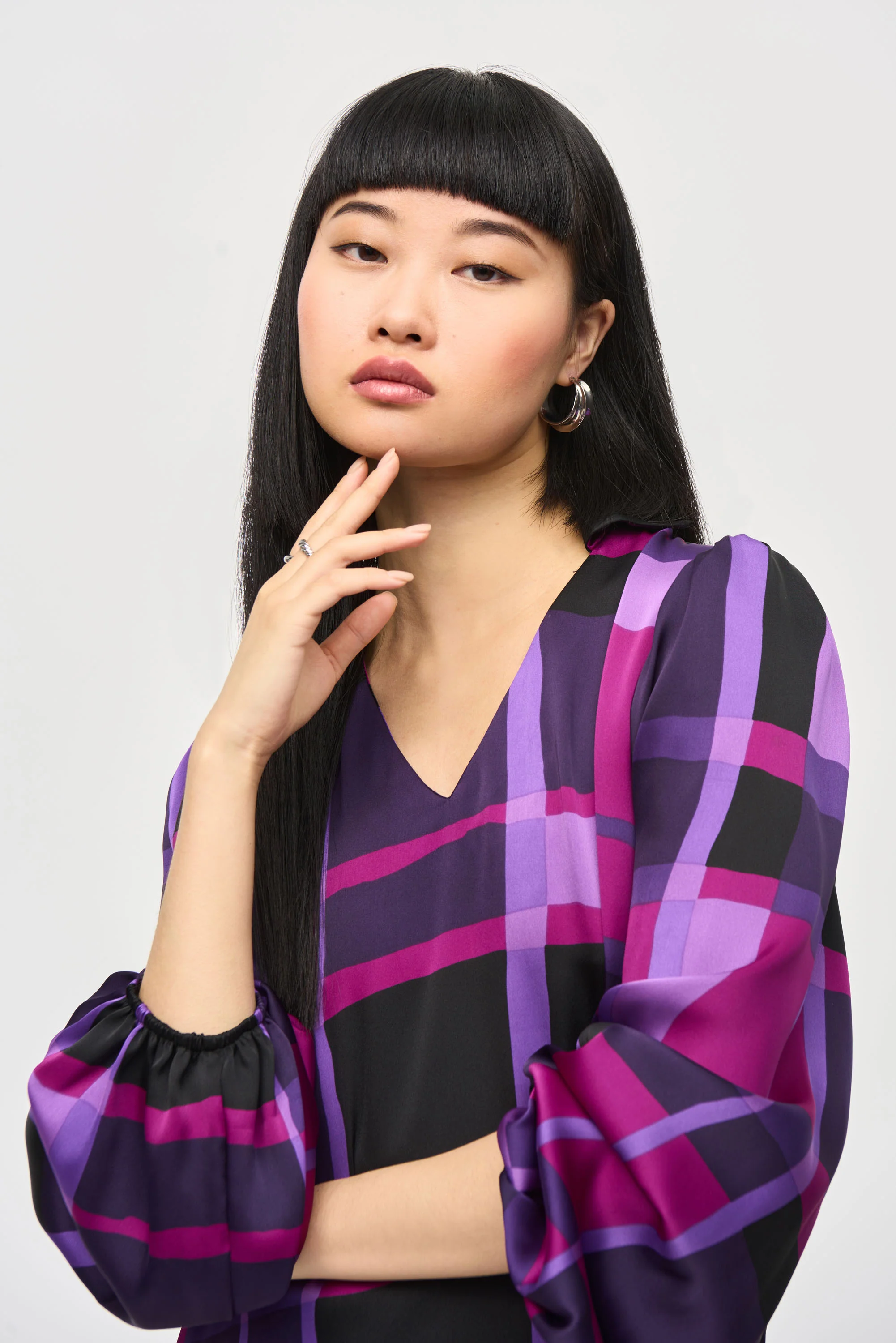 Joseph Ribkoff -234058-Top-Purple/Black - Image 2